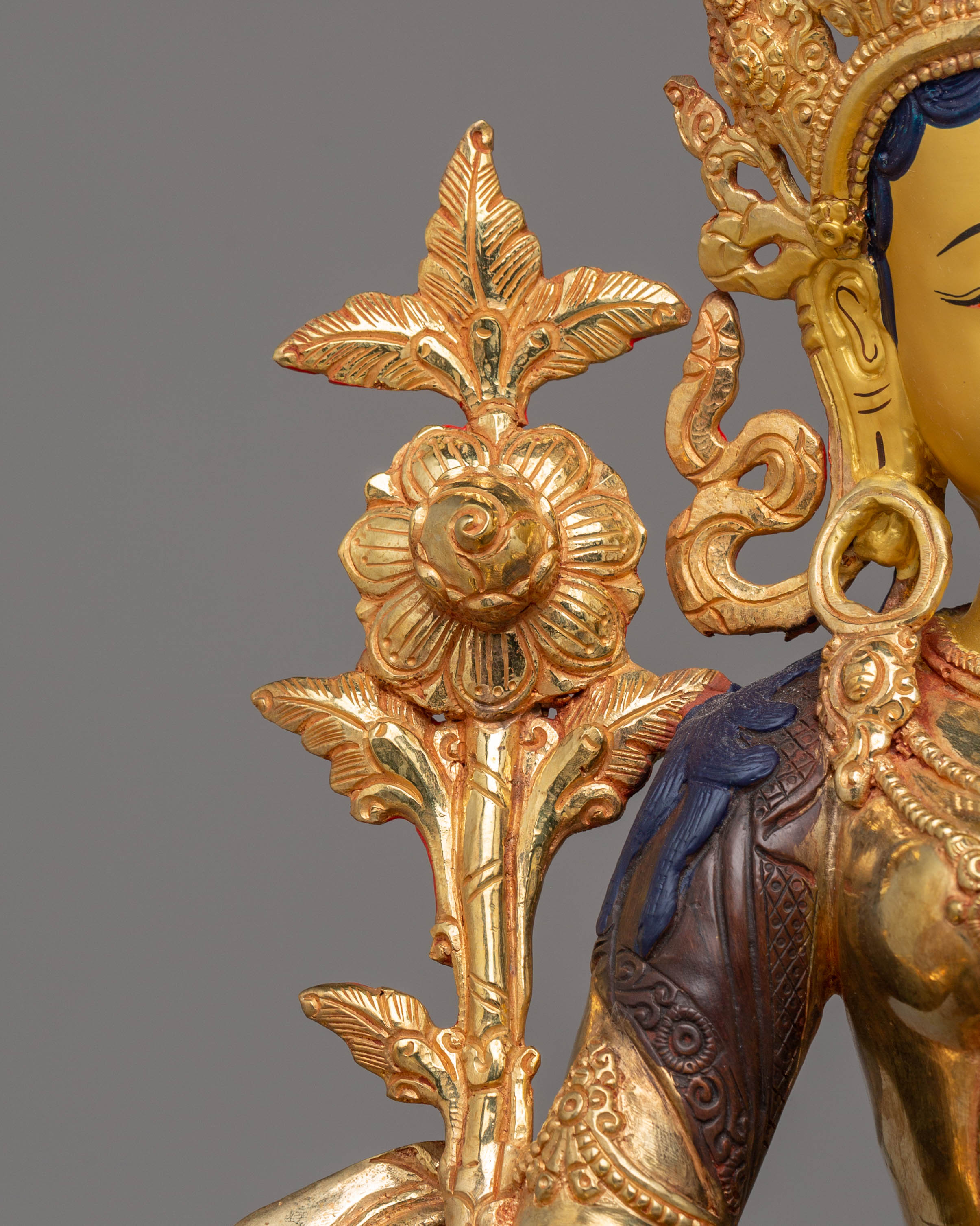 Handcrafted Copper Green Tara Statue | Spiritual Decor