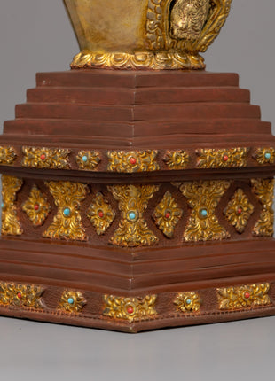 Handcrafted Buddhist Enlightenment Stupa |  Sacred Tibetan Shrine