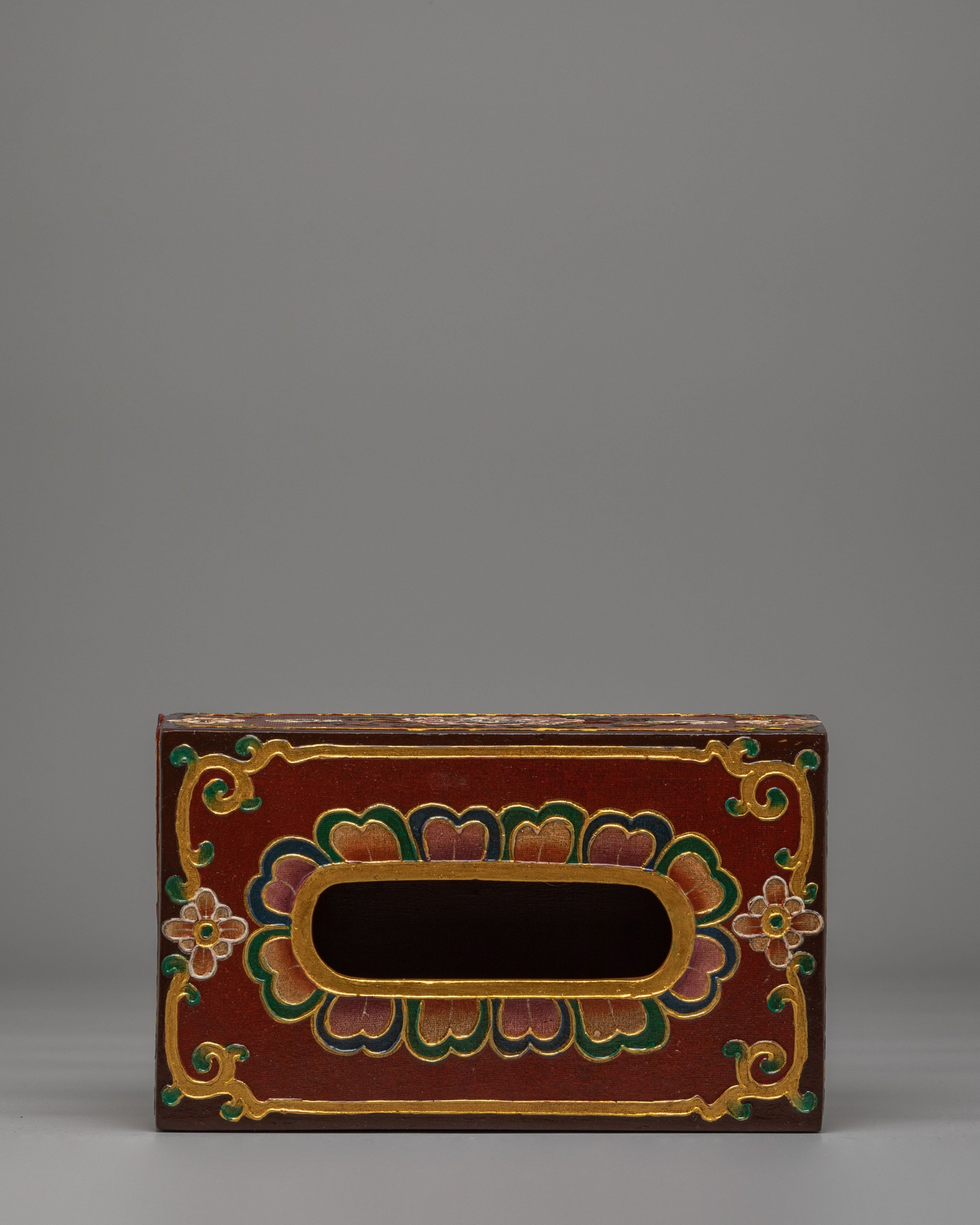Handcrafted Flower Motif Tissue Holder | Wooden Tissue Box