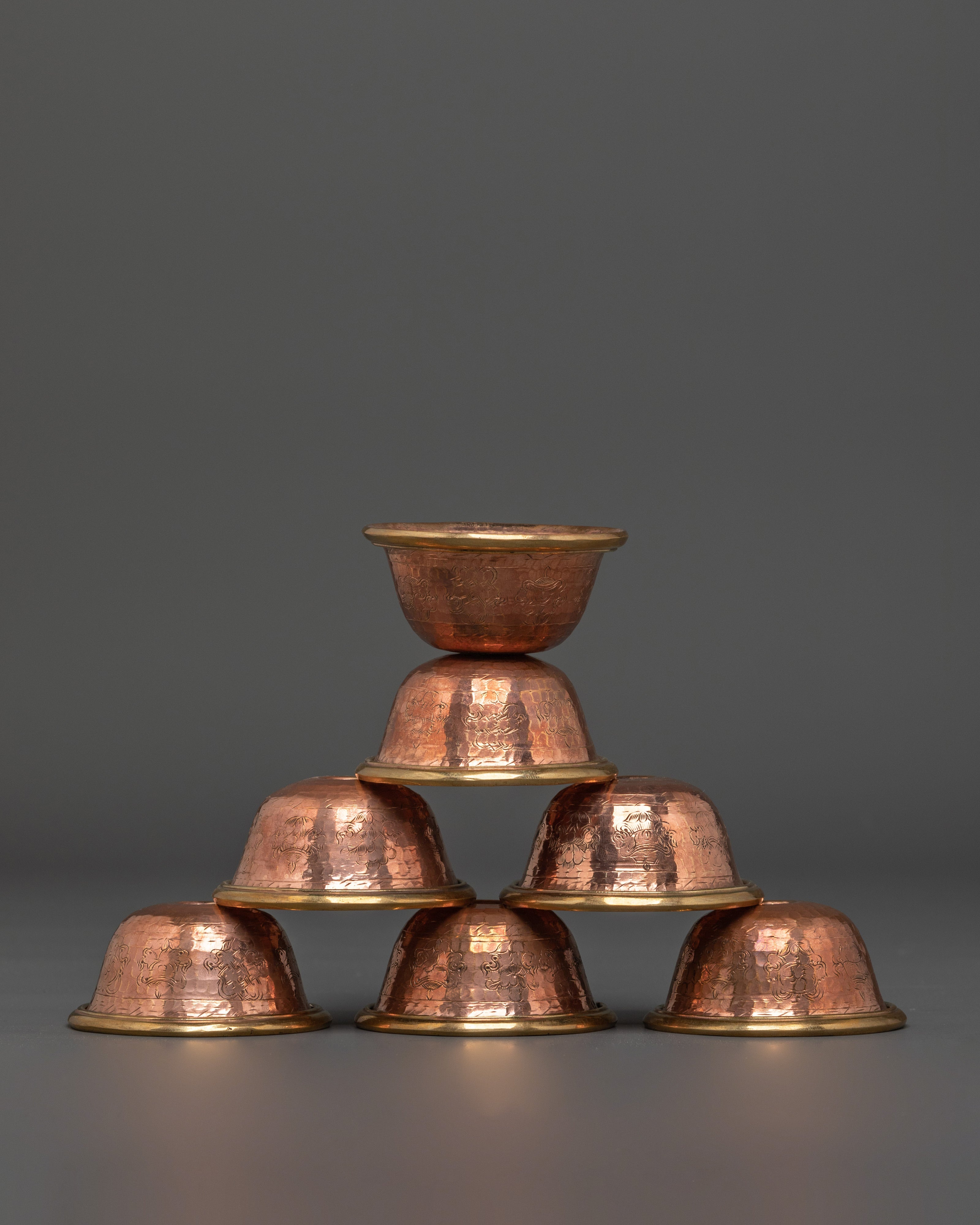 Handmade Spiritual Ceremony Offering Bowl Set | Ritual Copper Bowls for Meditation