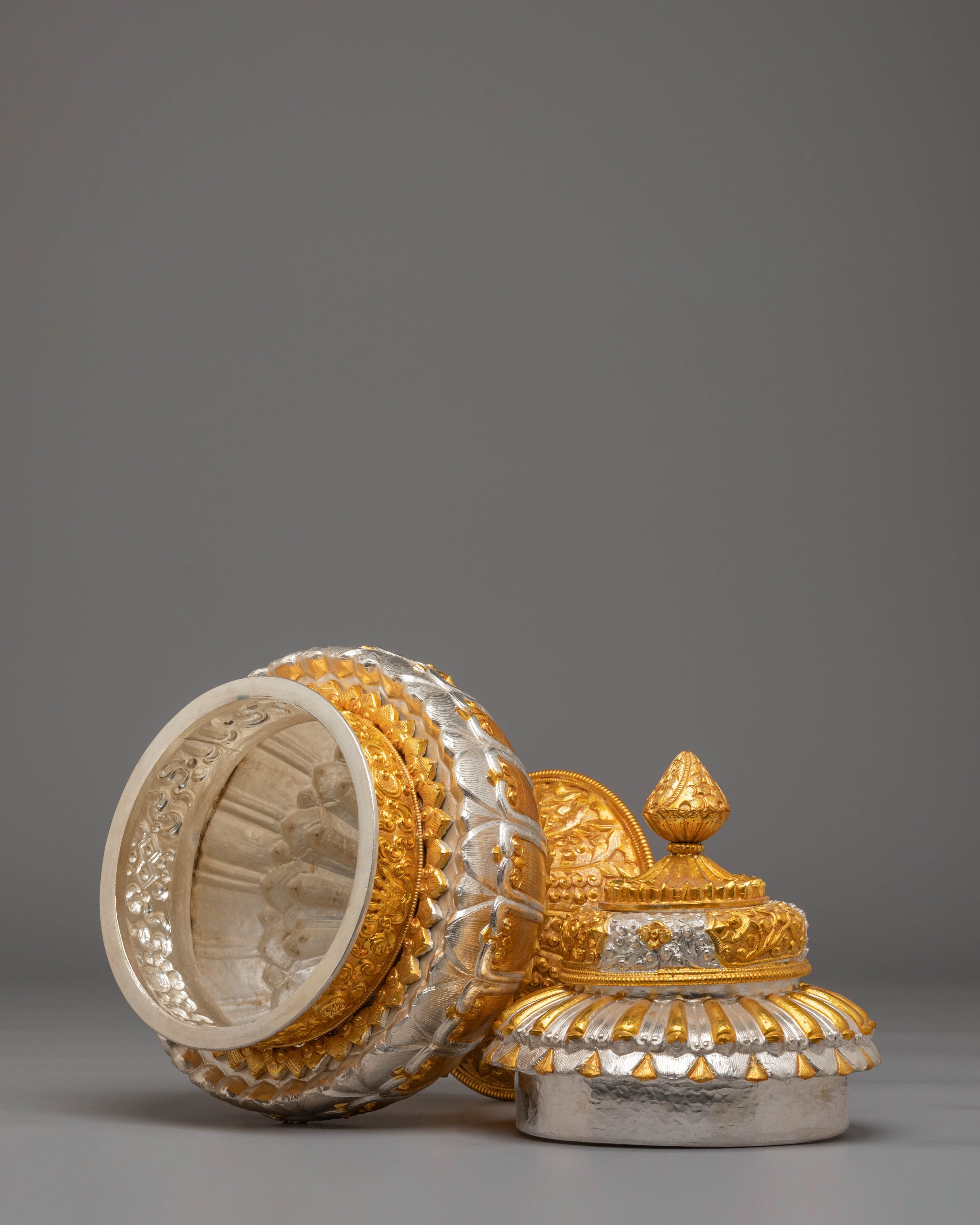 Handmade Tibetan Ritual Rice Pot | Spiritual Decor for Altar