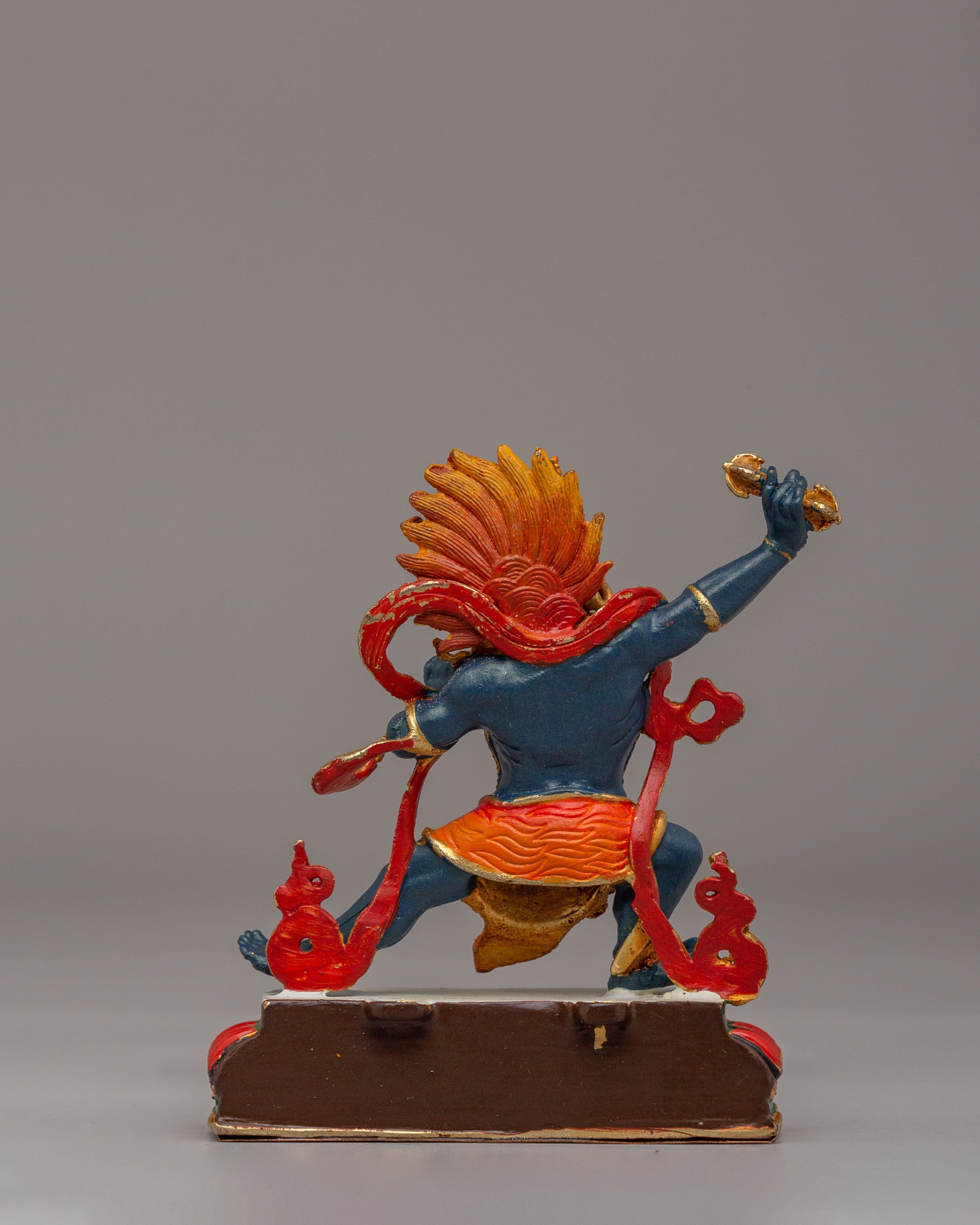 Tibetan Wrathful Vajrapani Sculpture | 24K Gold Plated Tibetan Protector