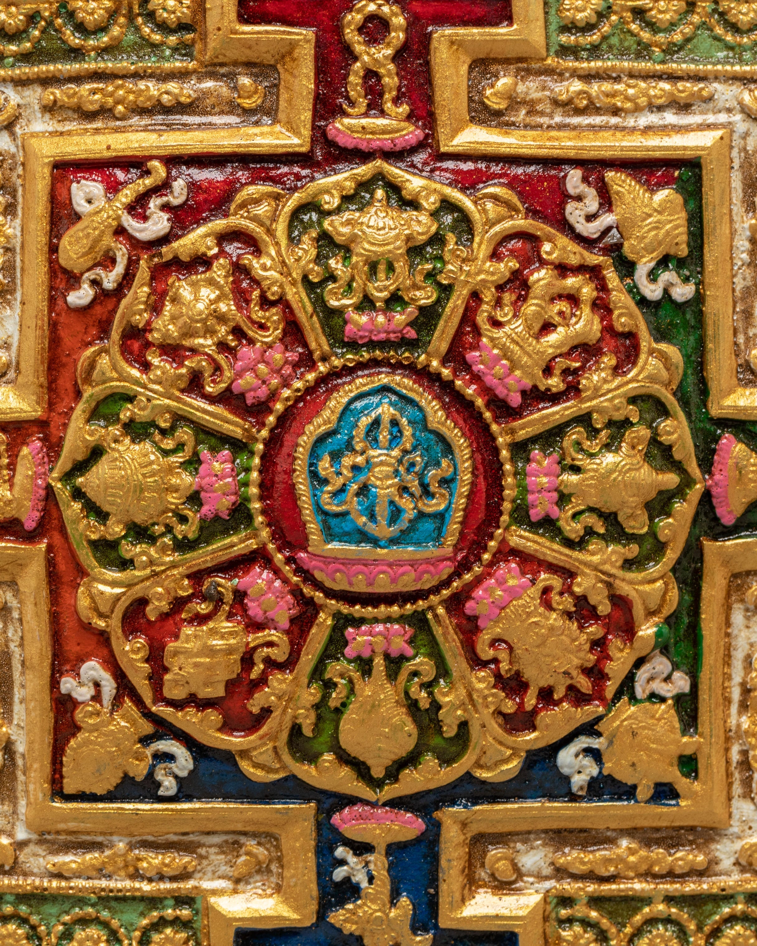 Auspicious Symbols Mandala Wall Hanging | Tibetan Buddhist Art with Eight Symbols