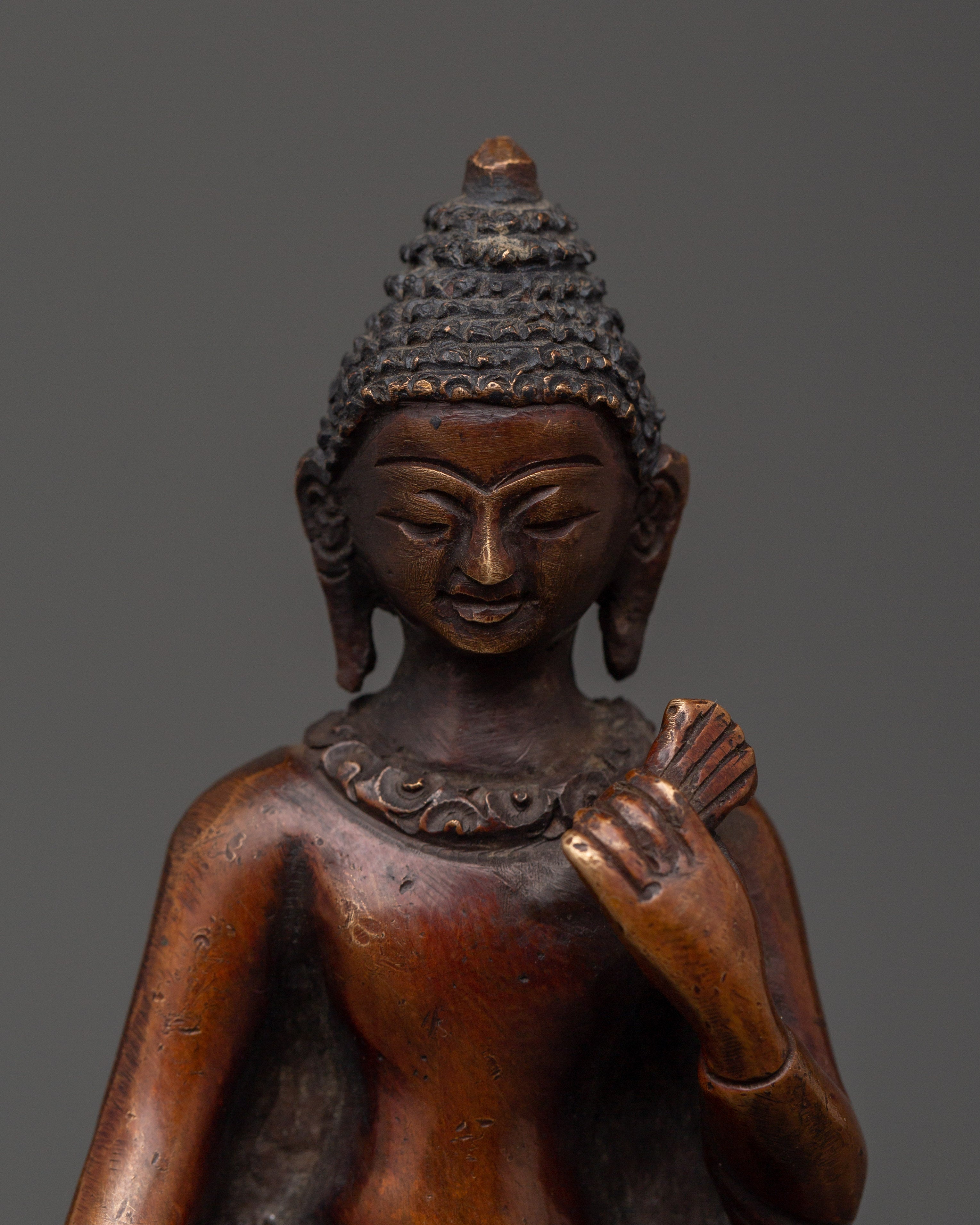 Oxidized Copper Dipankara Buddha statue |  Buddhist Enlightenment Deity