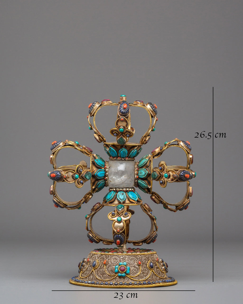 Vajra Ritual Vishwo Vajra Ritual Tool | Sacred Tibetan Vajra with Coral & Turquoise