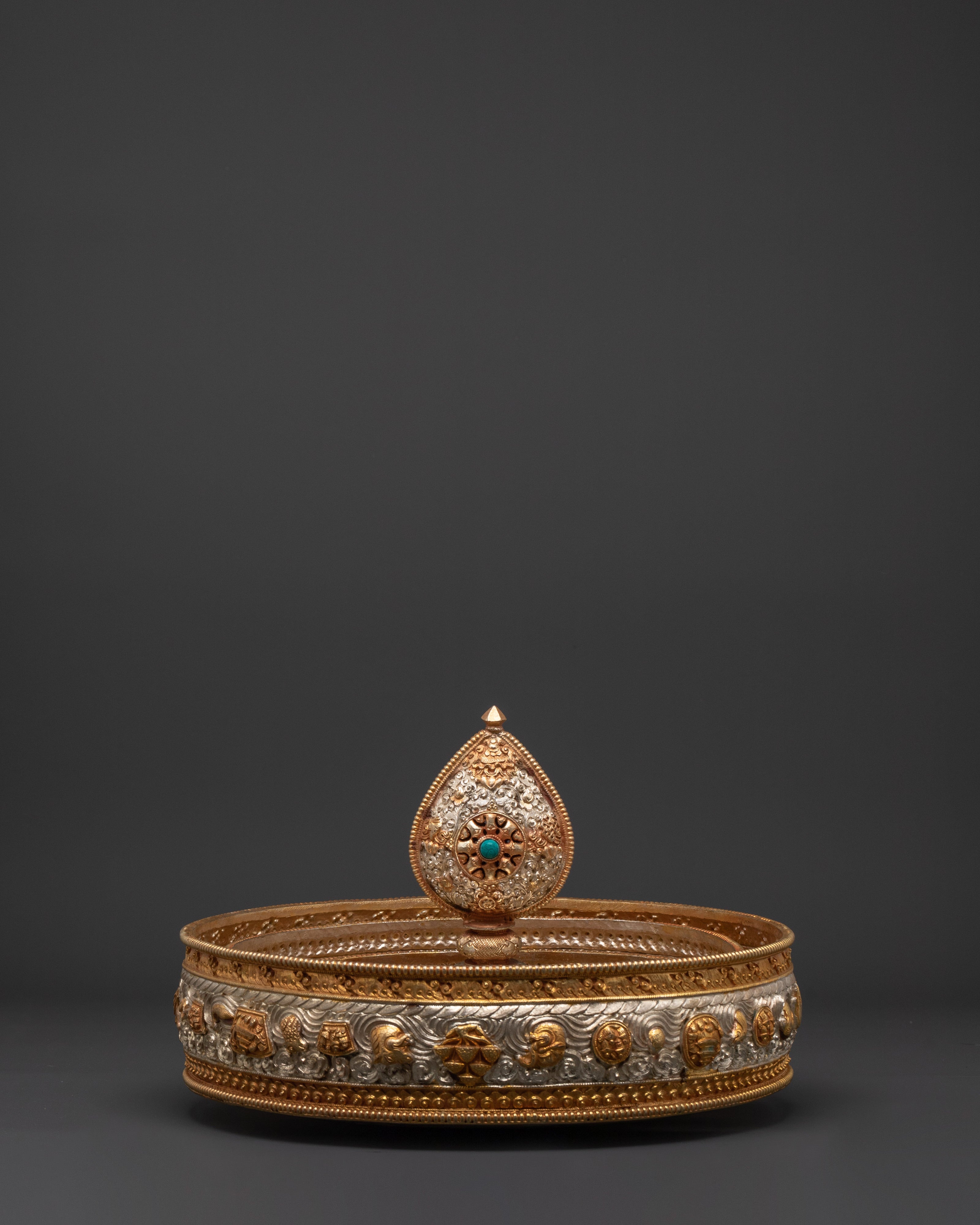 Himalayan Handcrafted Mandala Art | Copper & Gold Plated Design with Turquoise