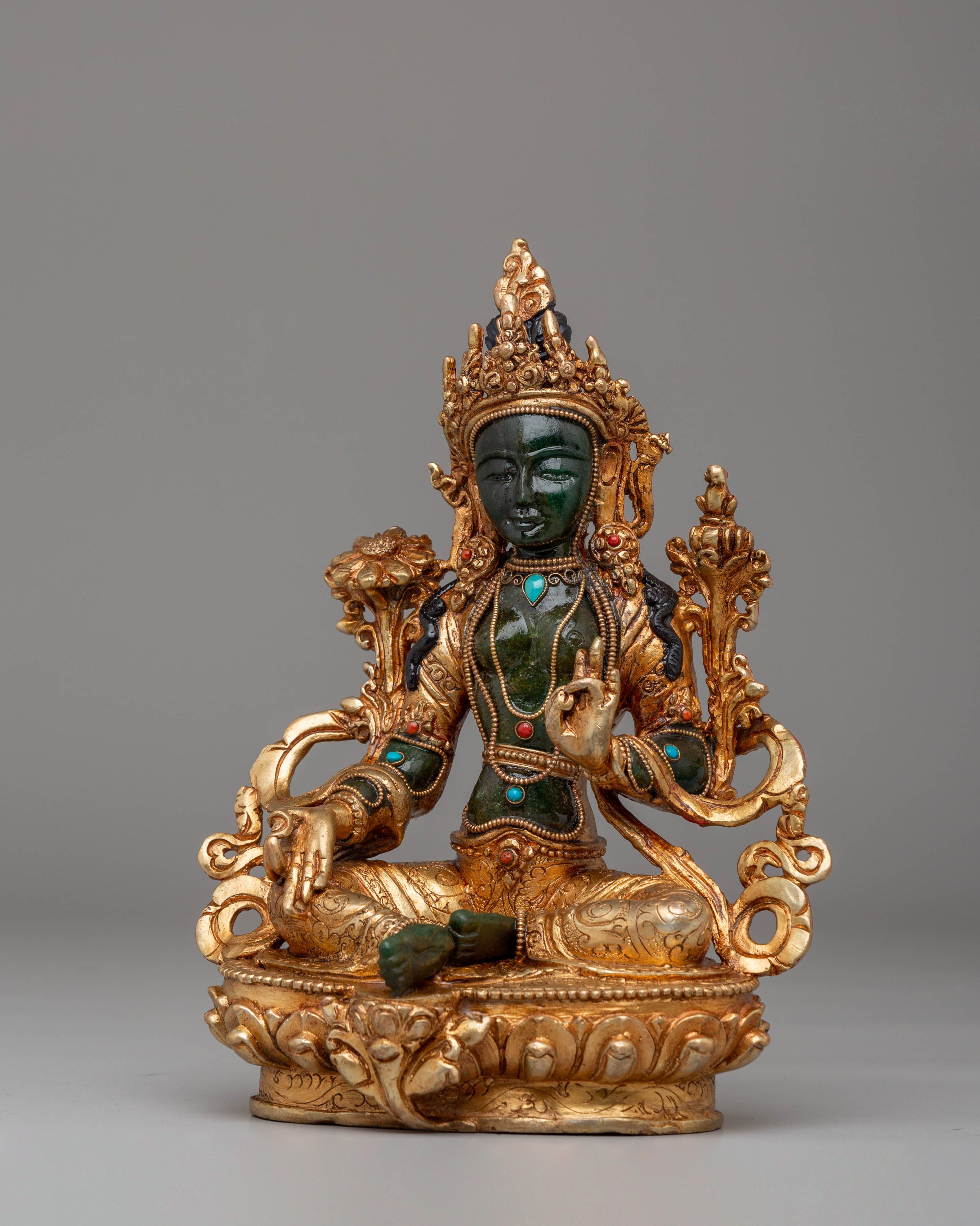 Handmade Shyama Tara Statue of Compassion | Green Tara Sculpture