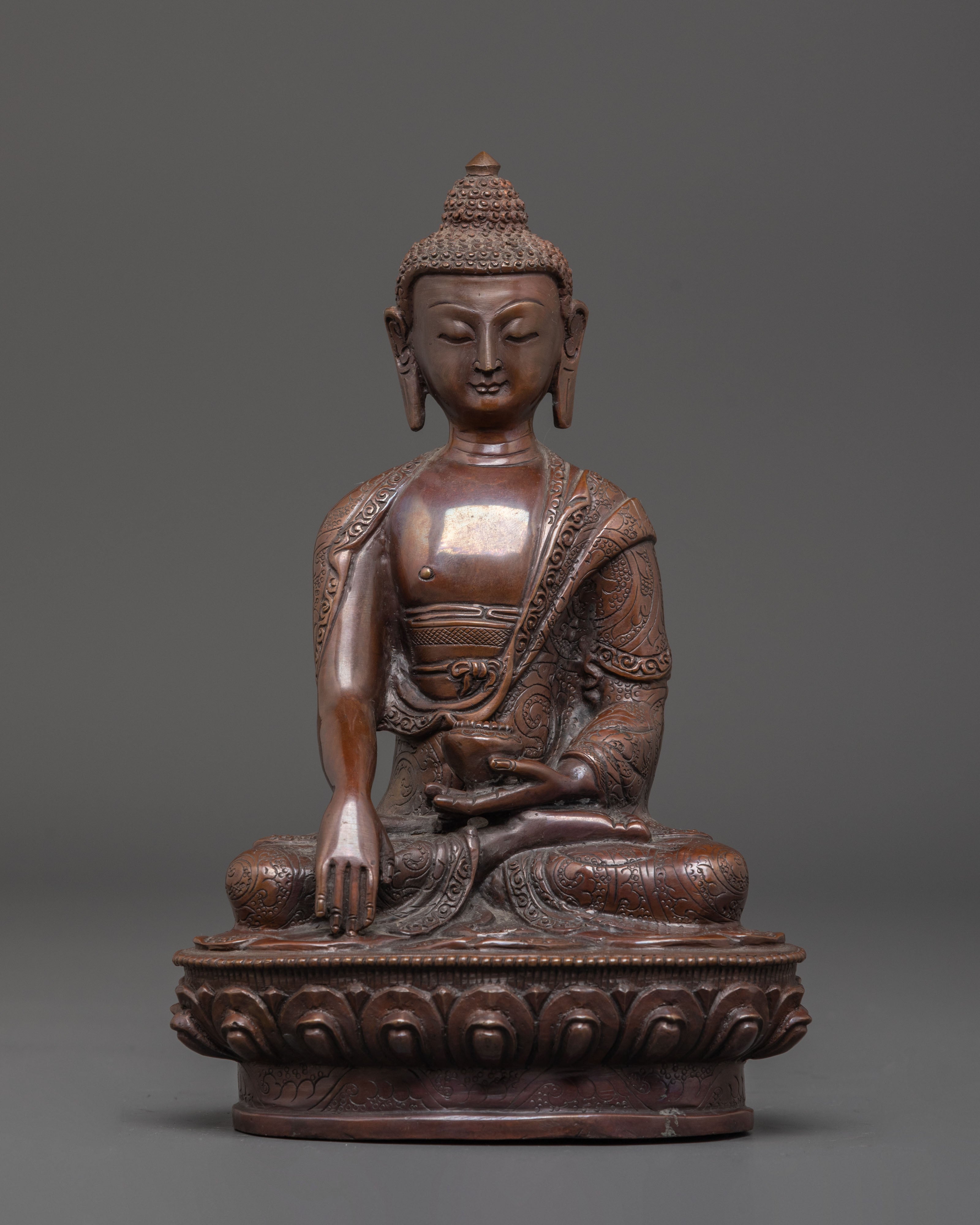 Handcrafted Tibetan Oxidized Shakyamuni Buddha Copper Art 