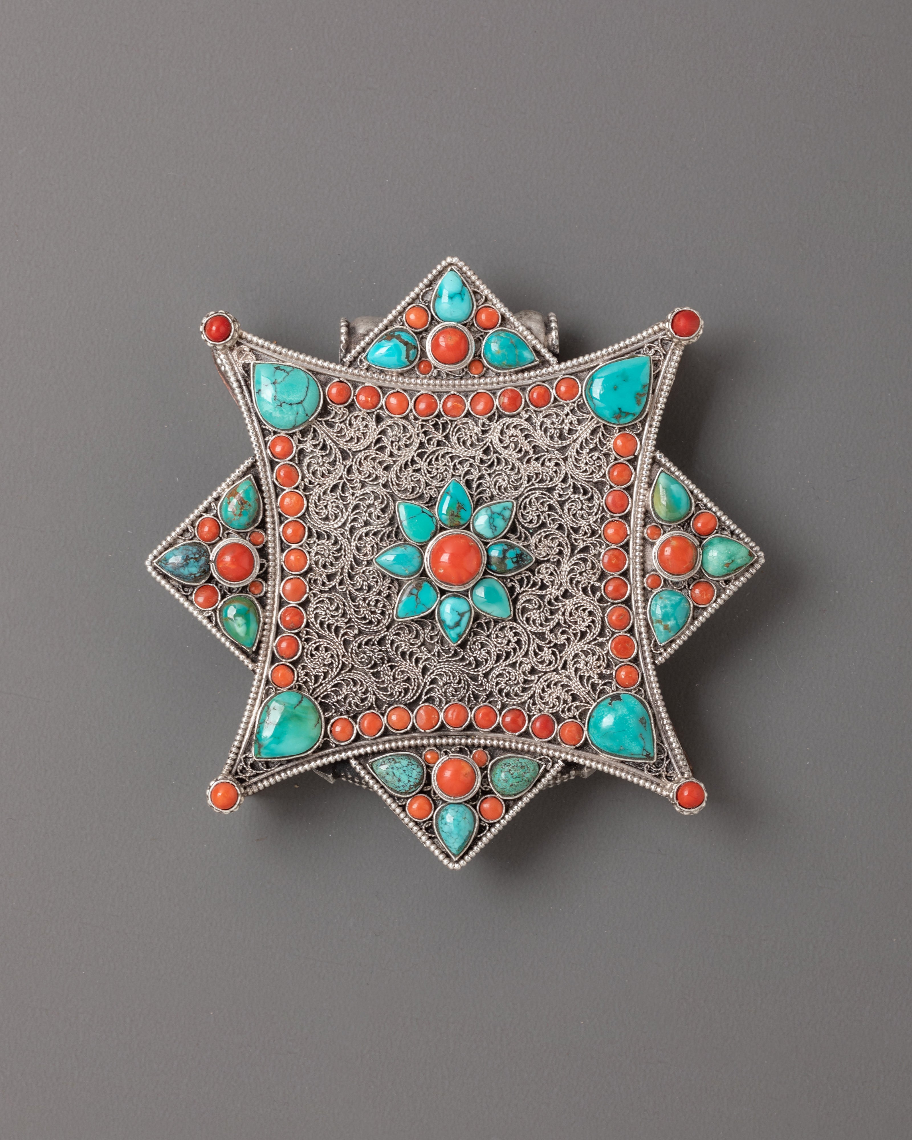 Coral and Turquoise Pendant