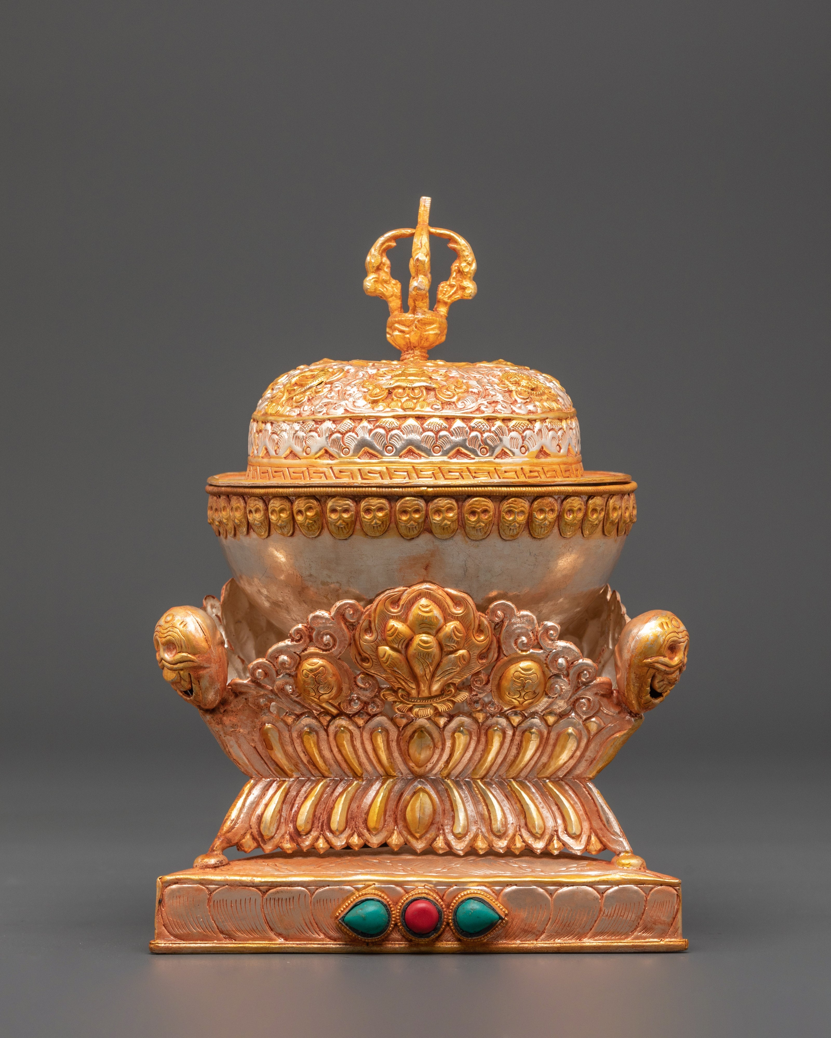 Gold Plated Kapala for Ritual Ceremonies | Silver & Copper Body Kapala