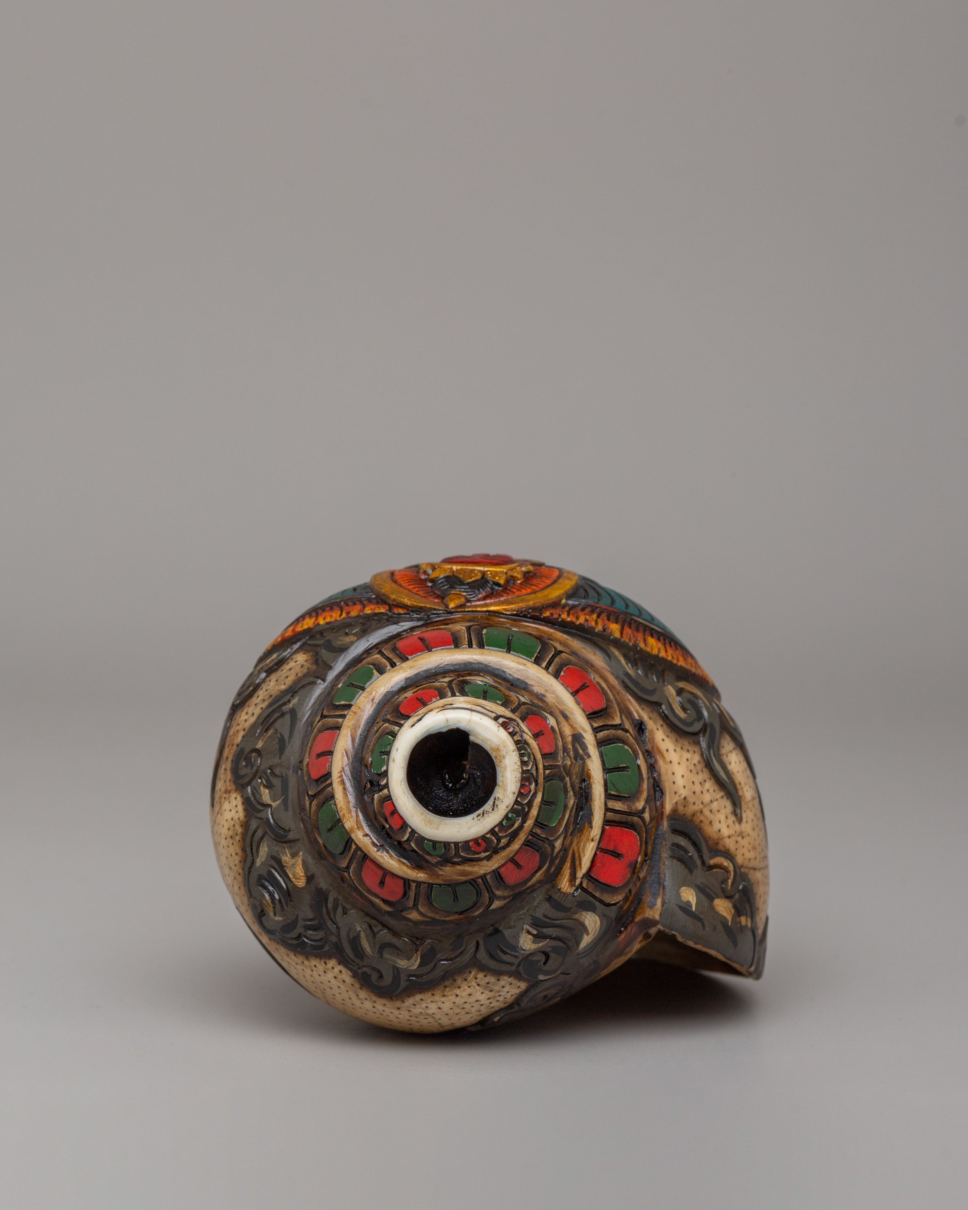 Vajradhara Carved Ritual Conch | Tibetan Buddhist Ritual Conch