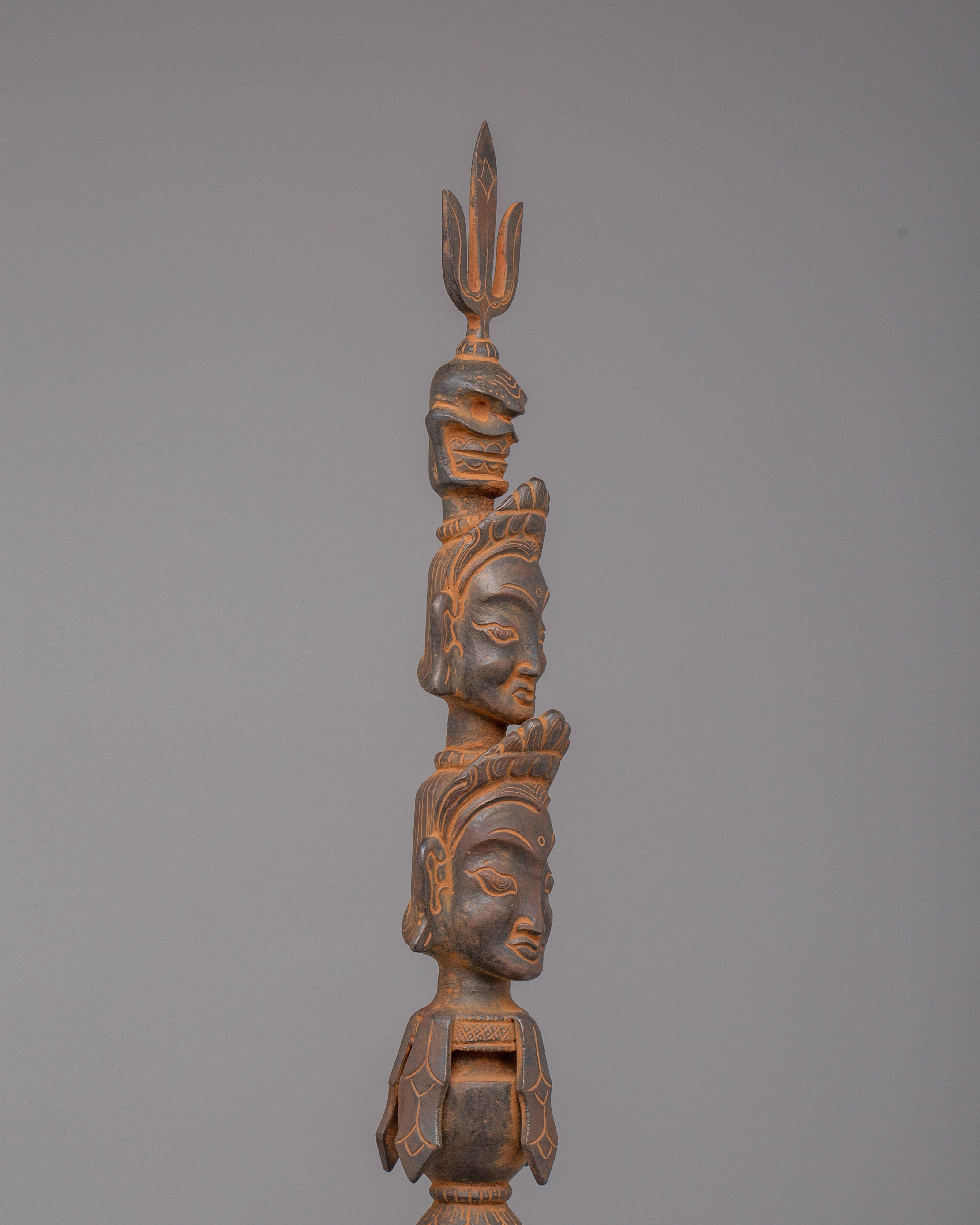 Traditional Khatvanga Ritual Instrument | Sacred Tool for Spiritual Ceremonies