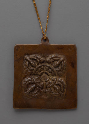 Handmade Brass Buddhist Locket with Oxidized Finish | Traditional Tibetan Ritual Necklace