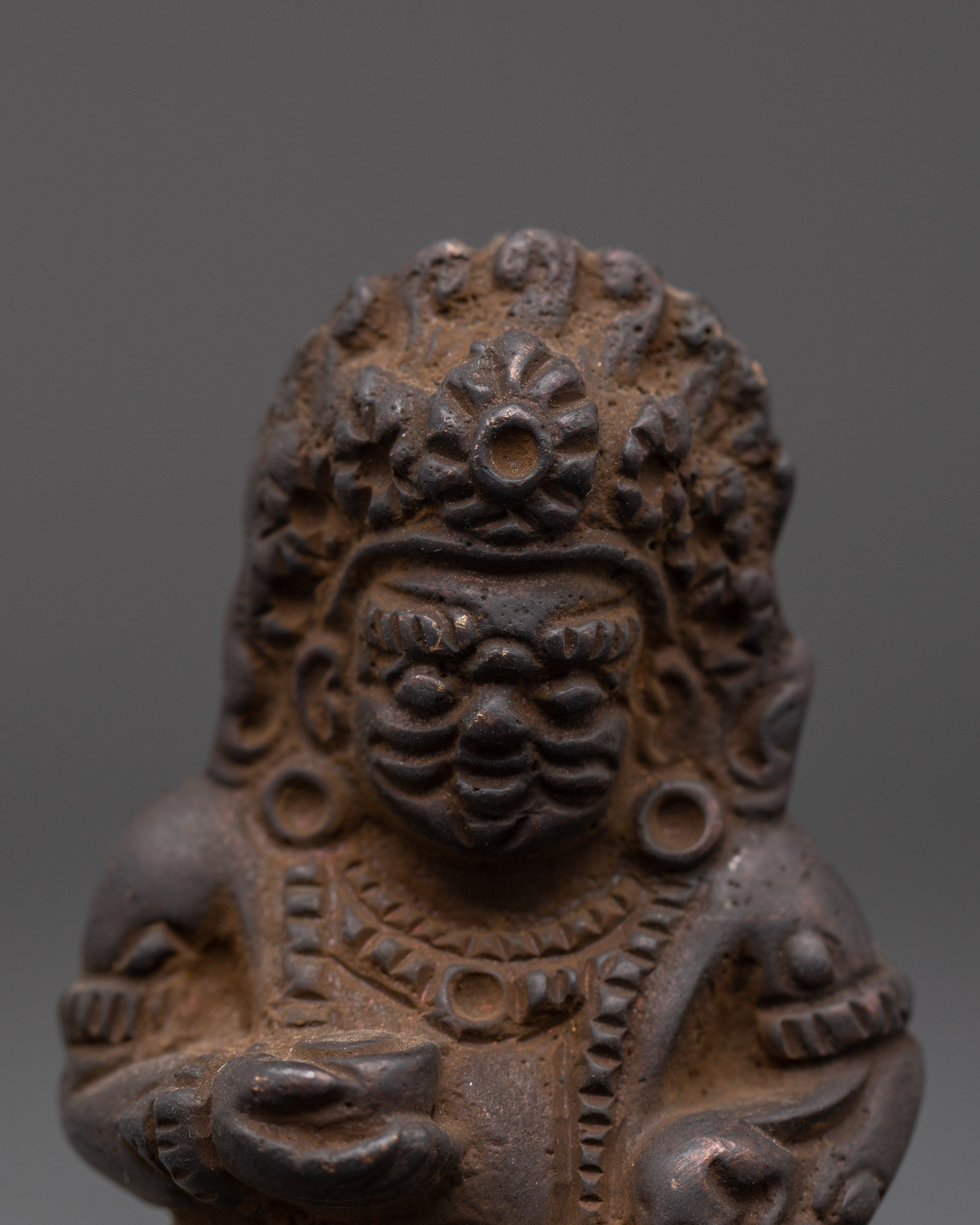 Black Dzambala Sacred Iron Statue | Tibetan Buddhist Wealth Deity for Prosperity