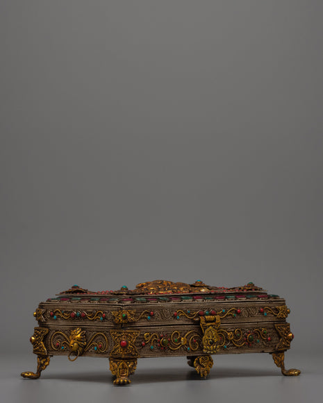 Tibetan Treasure Box with Silver Wire |  Perfect for jewelry storage