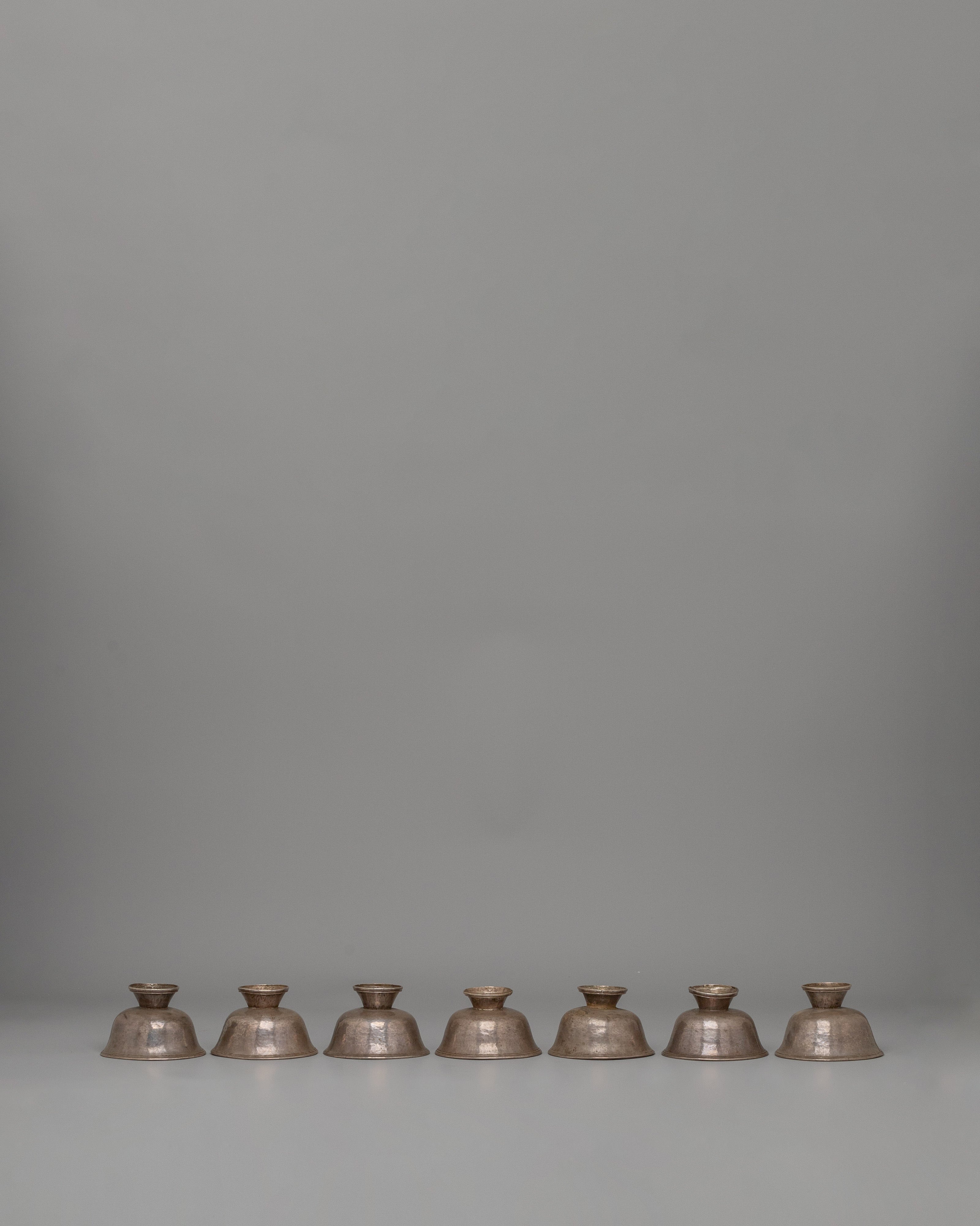 85% Silver Offering Bowls Set | Perfect for Tibetan Buddhist Altars