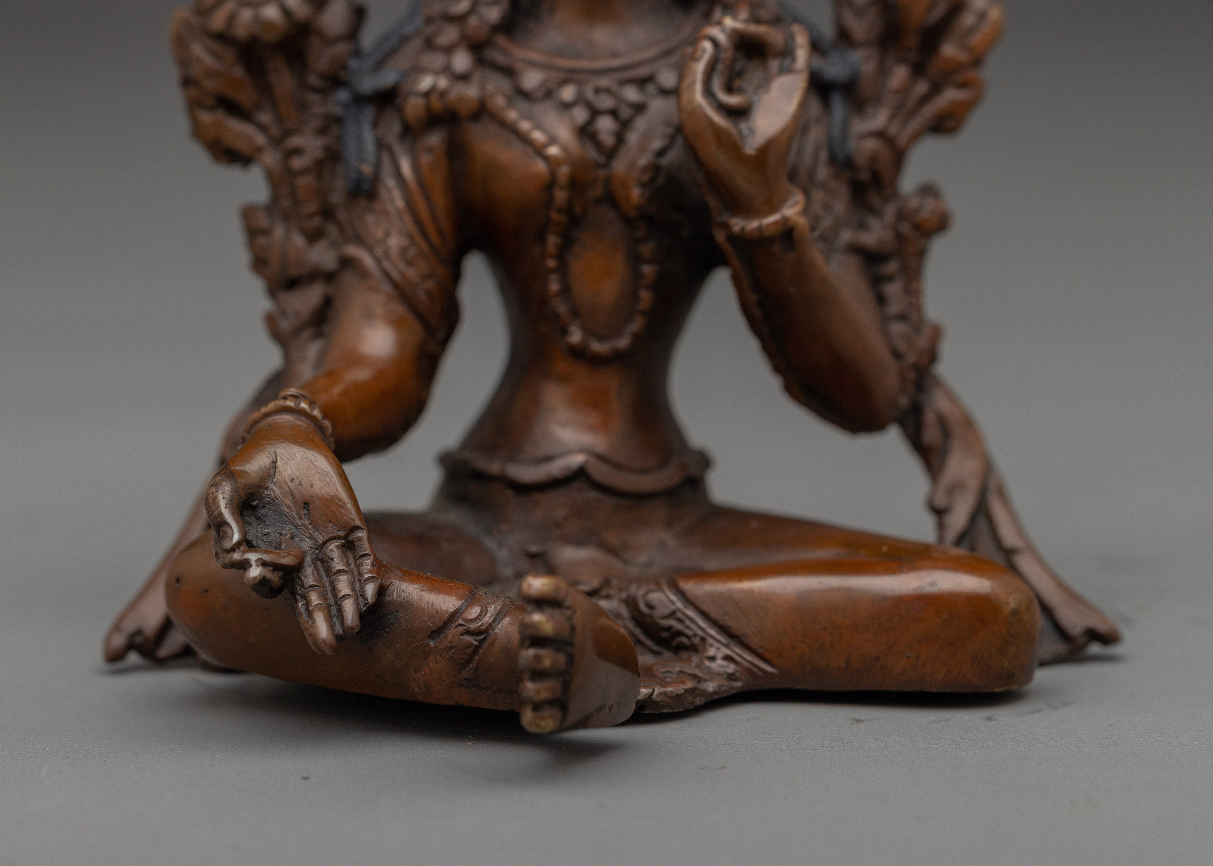 Compassionate Green Tara | Sacred Handcrafted Copper Statue