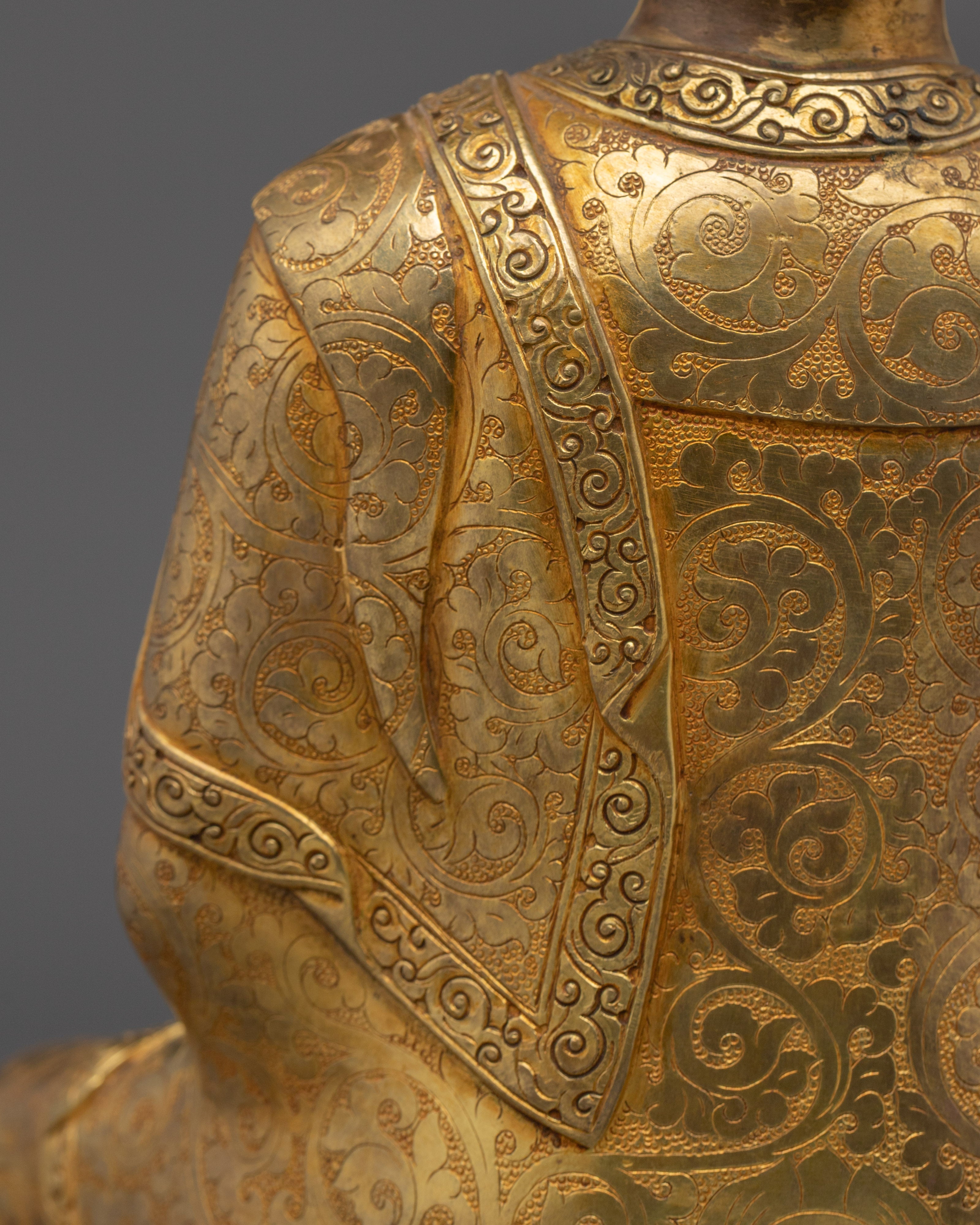 Copper Shakyamuni Buddha in Bhumisparsha Murda | Fire Gold Plated
