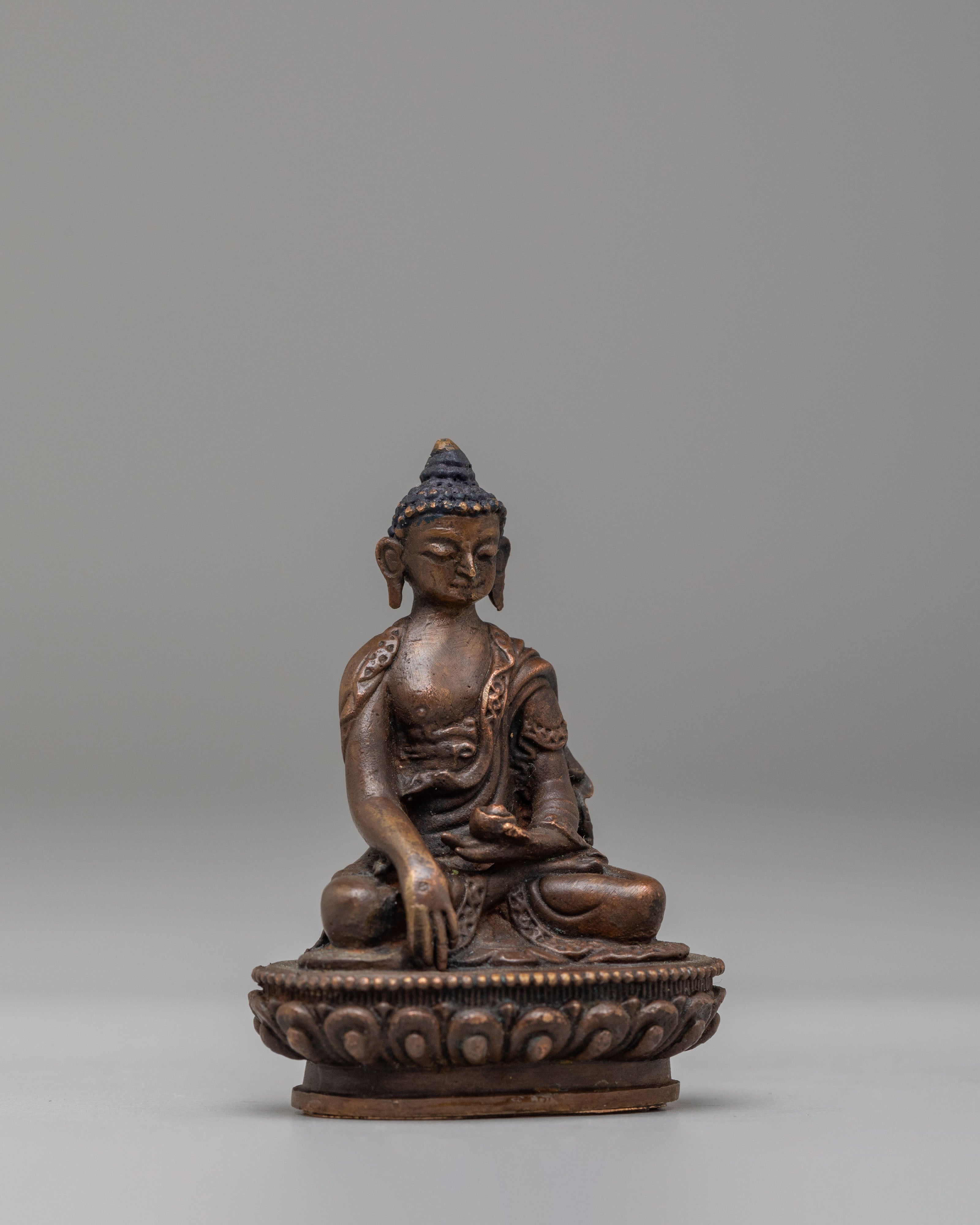 Scared Shakyamuni Buddha Altar Statue | Oxidized Copper Shakyamuni Buddha