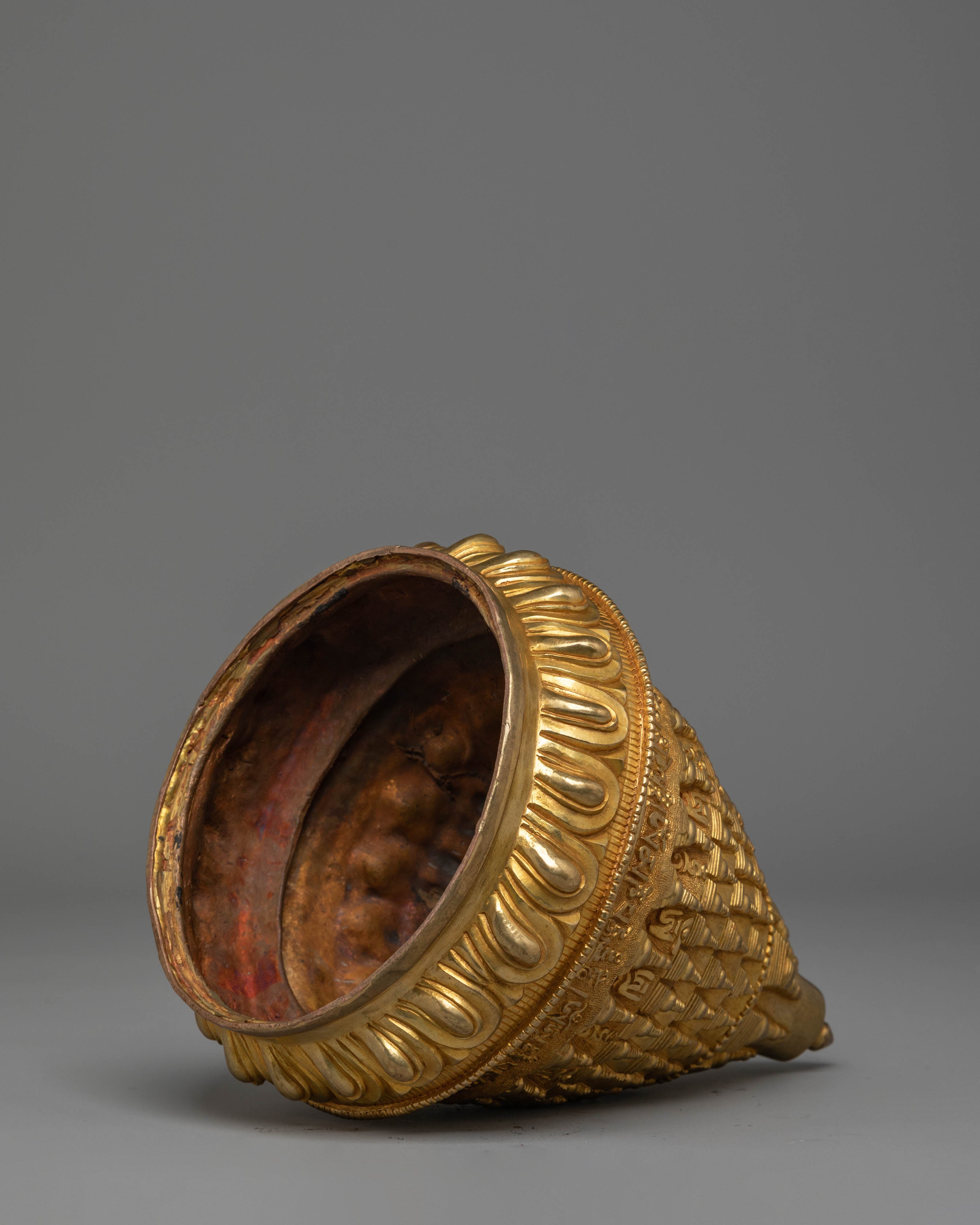 Gold Plated Buddhist Copper Stupa Art for Rituals, and Meditation