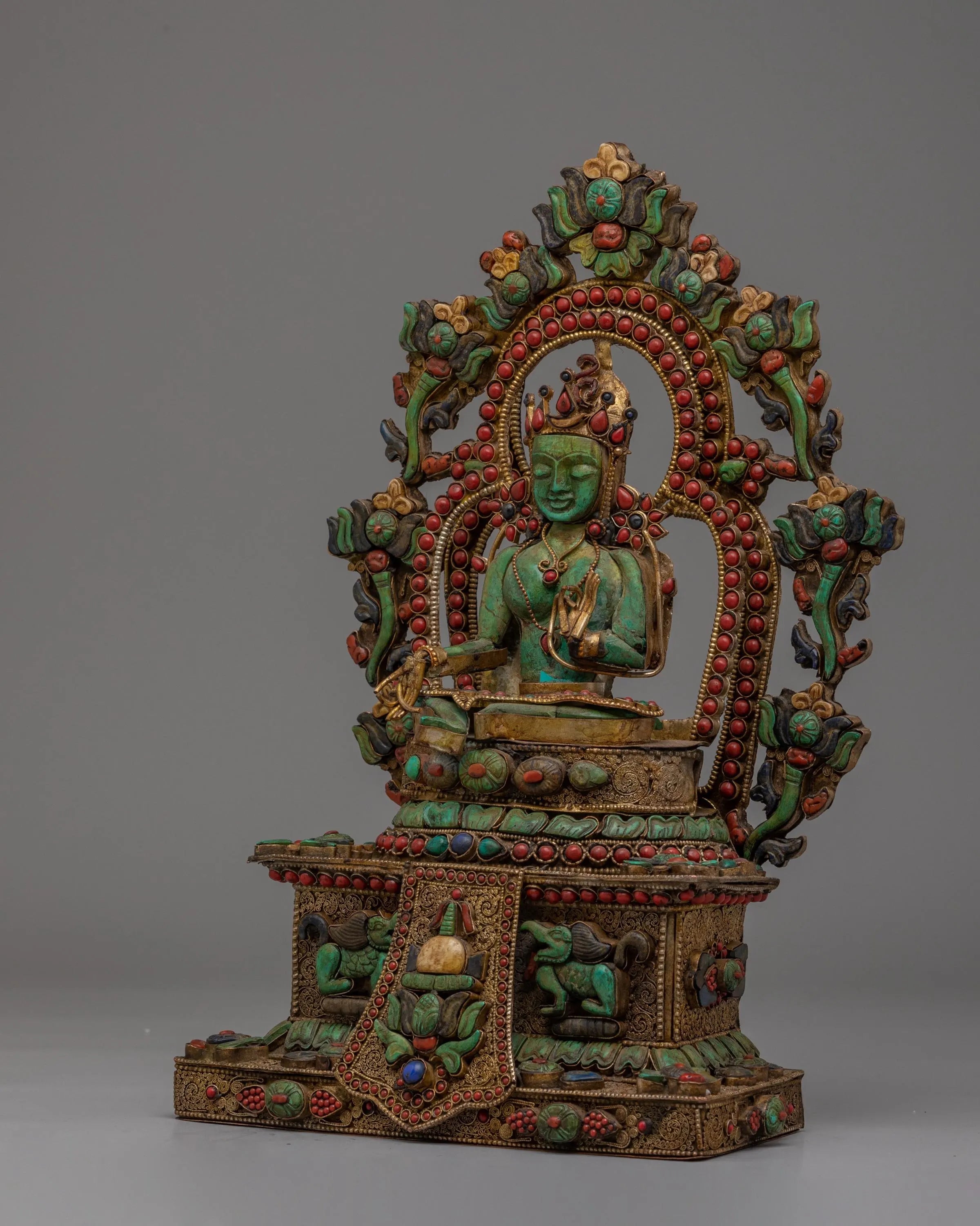 Handcrafted Green Tara Statue for Decor | Tibetan Buddhist Deity