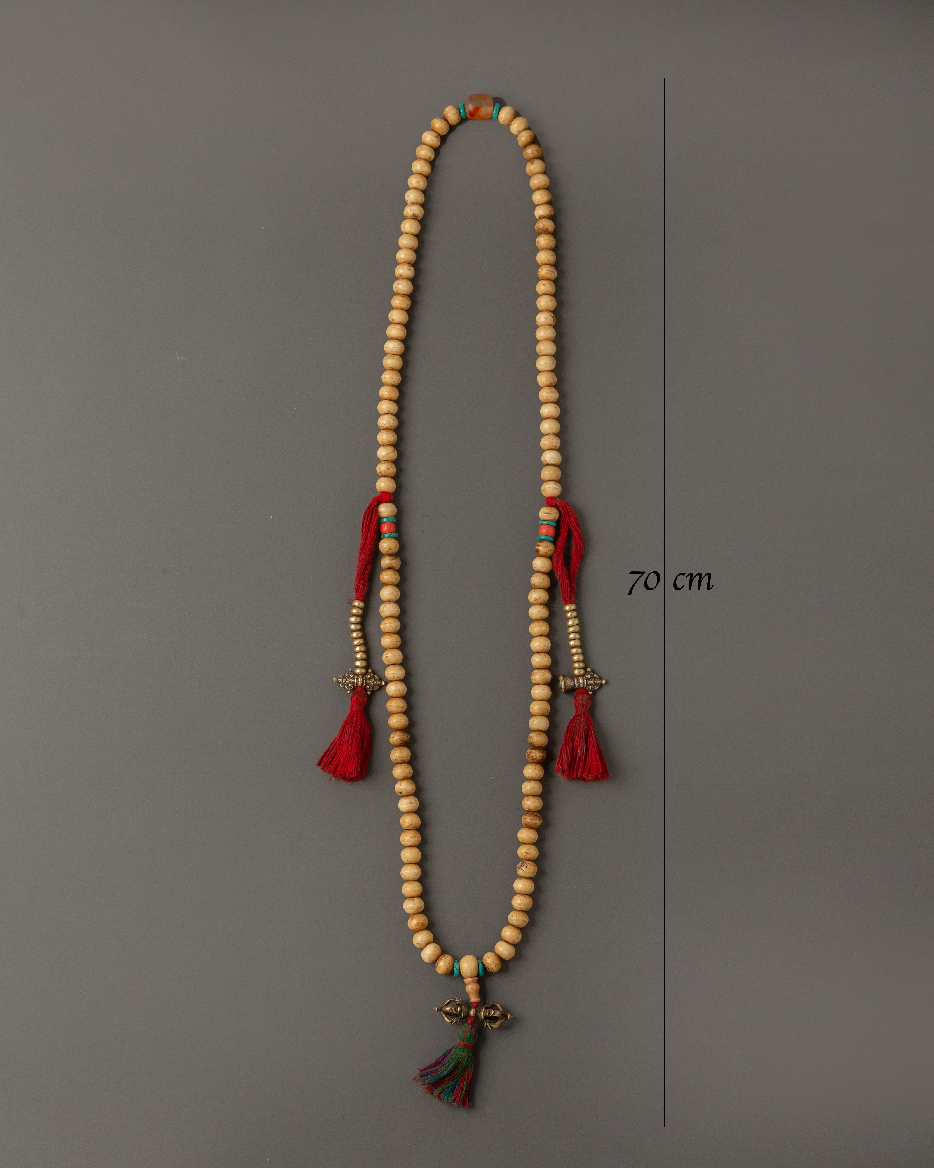 Tibetan Mala Beads with Bronze Vajra | 108 Bead Prayer Necklace