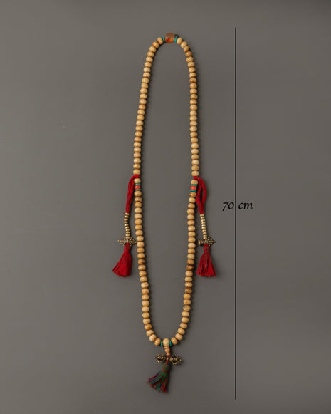 Tibetan Mala Beads with Bronze Vajra | 108 Bead Prayer Necklace