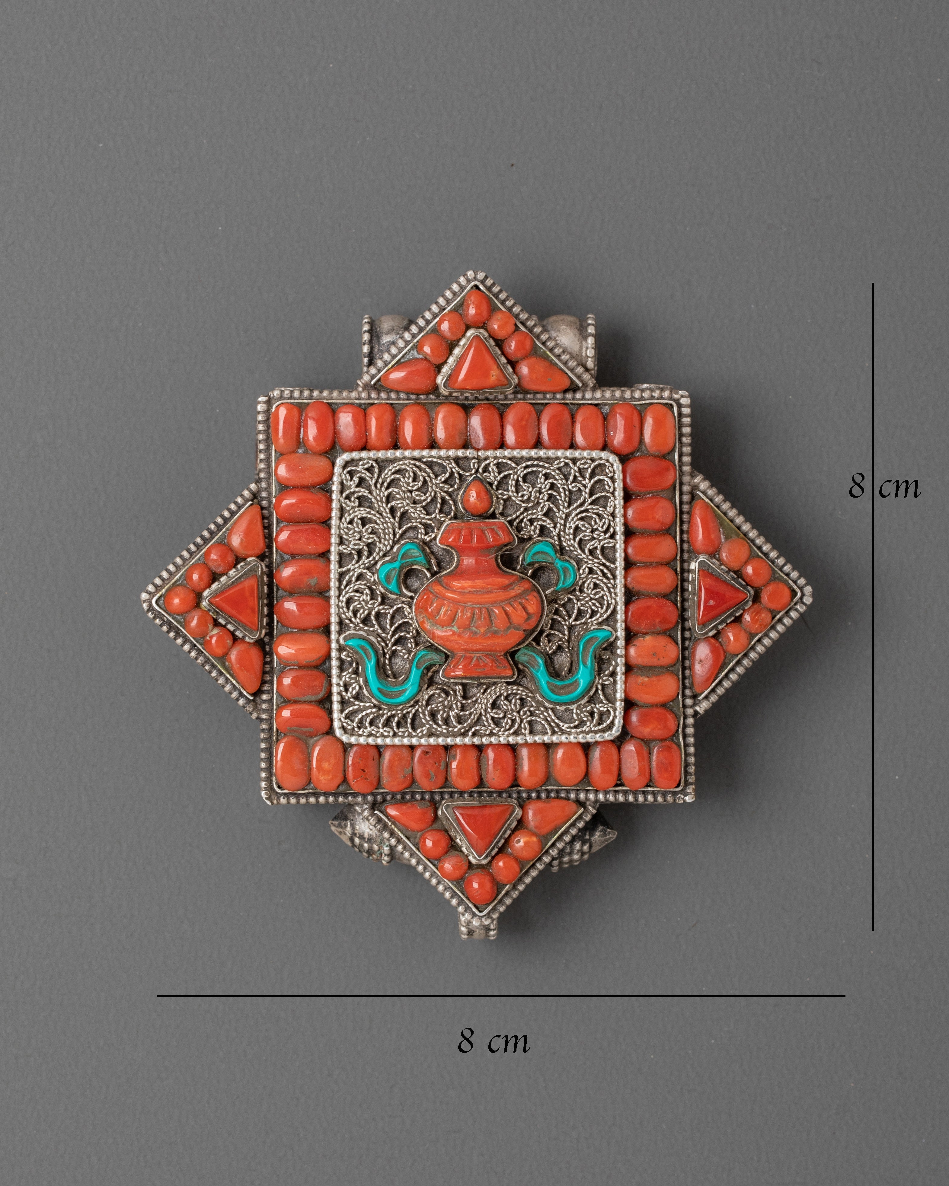 Silver Vase Design Ghau Box Locket | Abundance and Prosperity