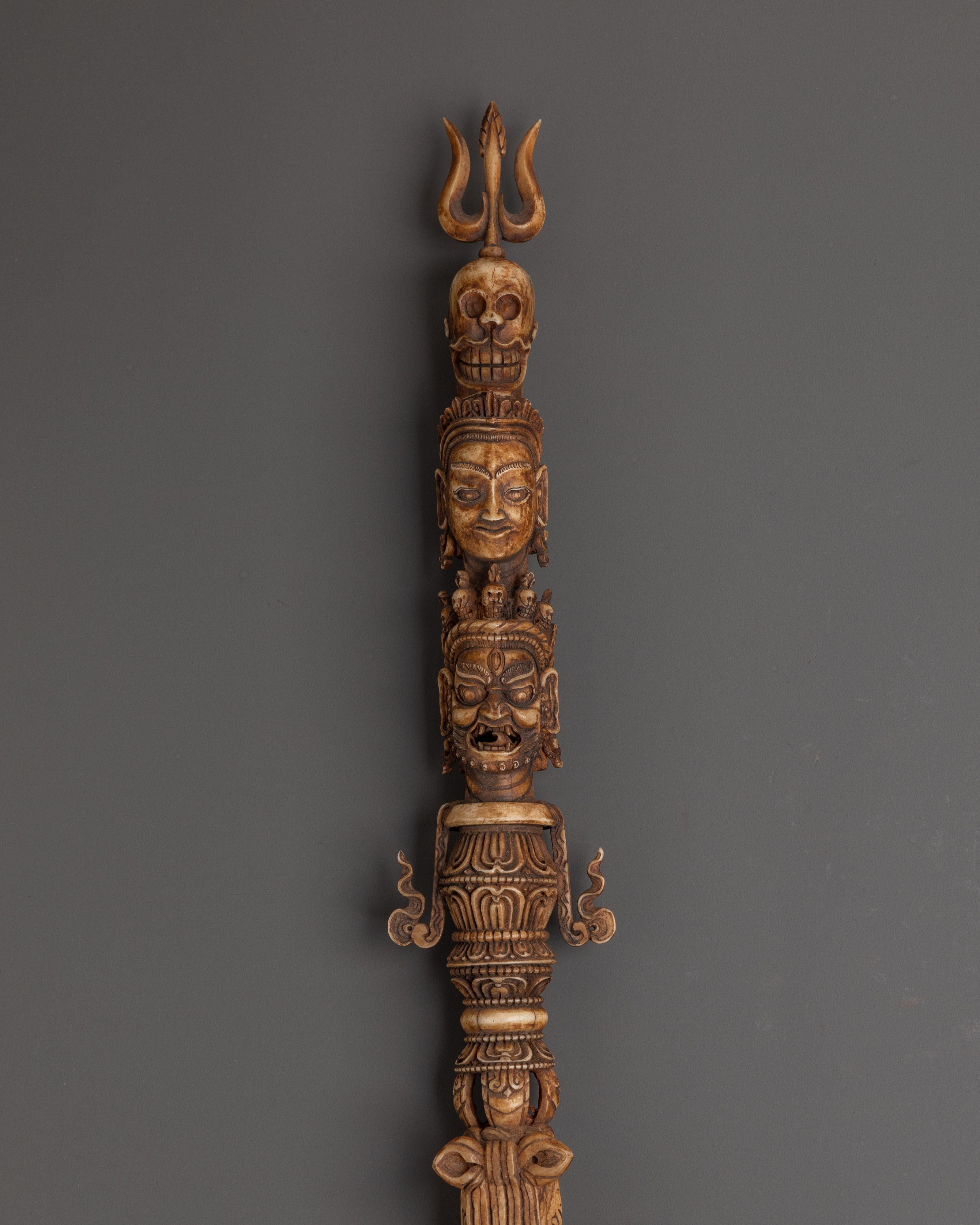 Hand-Carved Yak Bone Phurba Dagger | Ritual Tool for Meditation and Spiritual