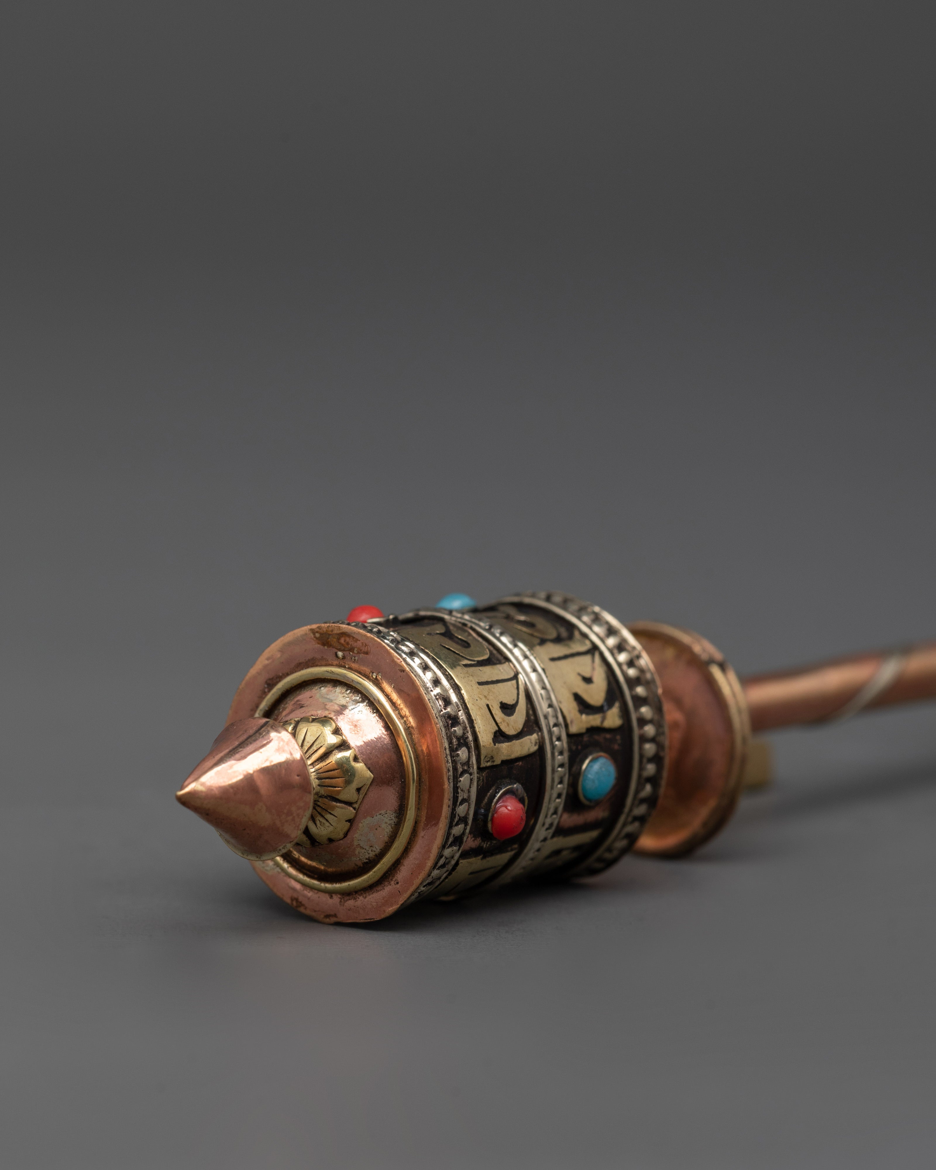 Traditional Tibetan Sacred Prayer Wheel | Handcrafted Copper and Brass Spinner
