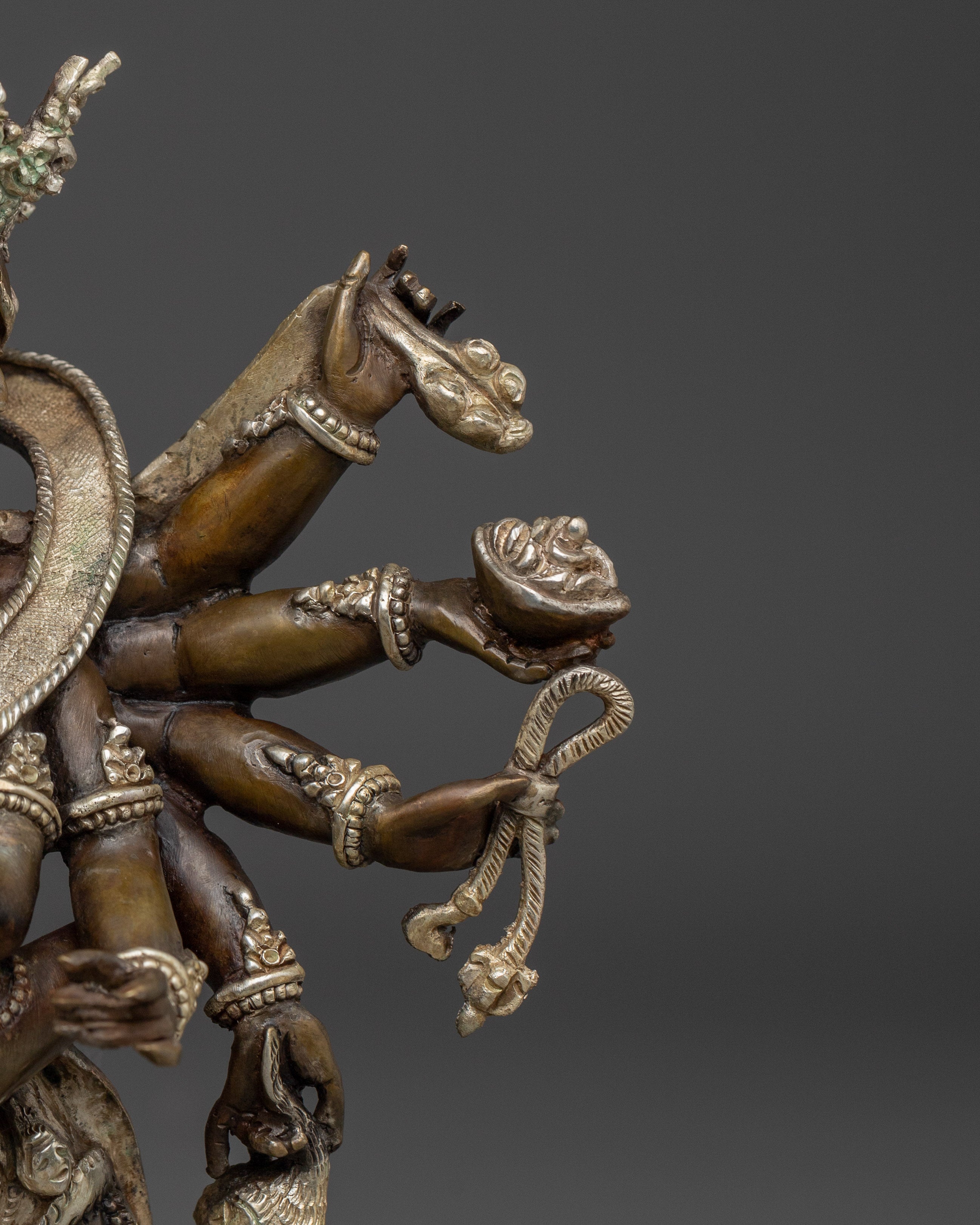 Silver-Plated Chakrasamvara Statue With Consort | Tibetan Art for Ritual Practice