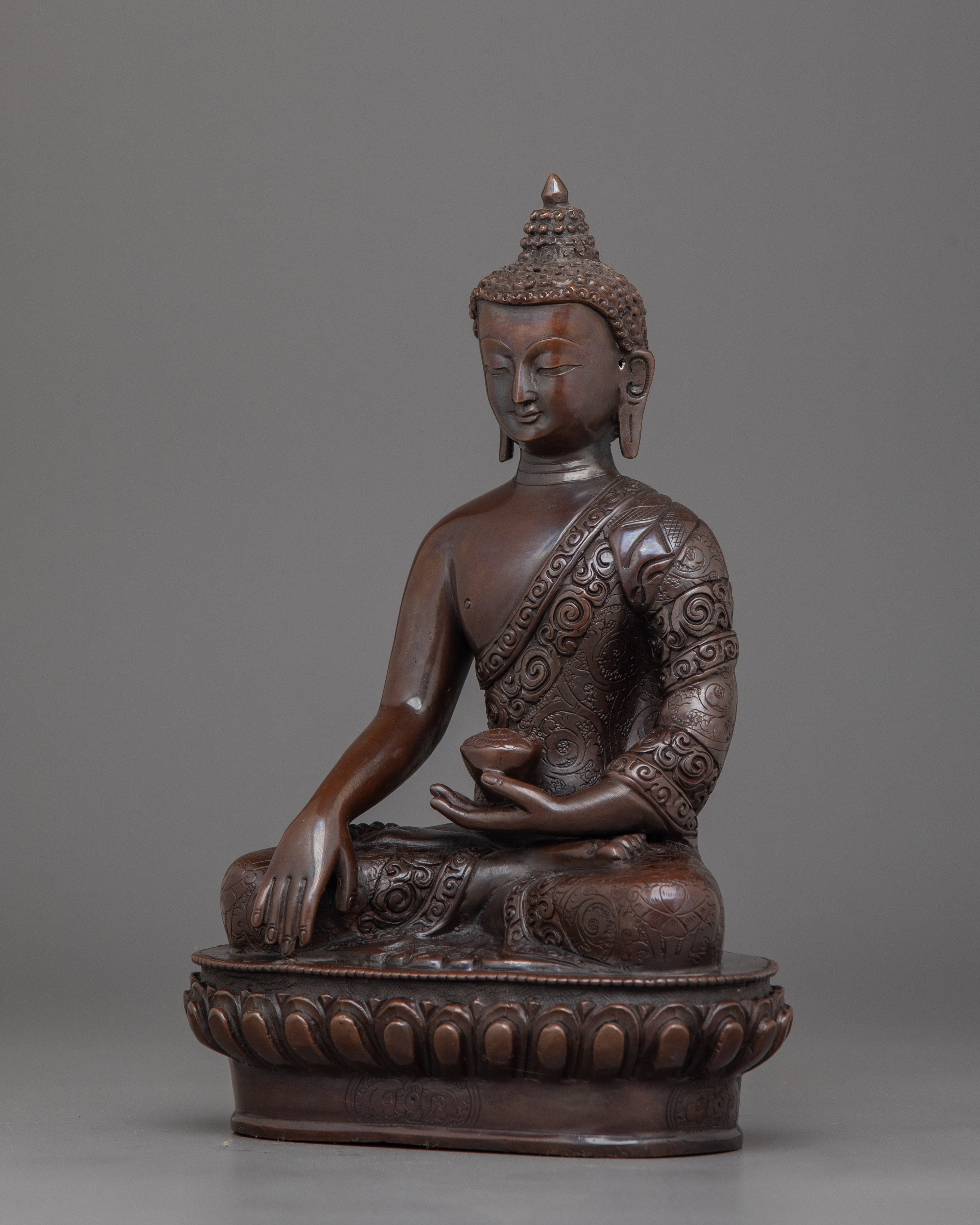 Enlightened Meditating Shakyamuni Buddha Sculpture | Hand-Crafted Buddhist Figurine