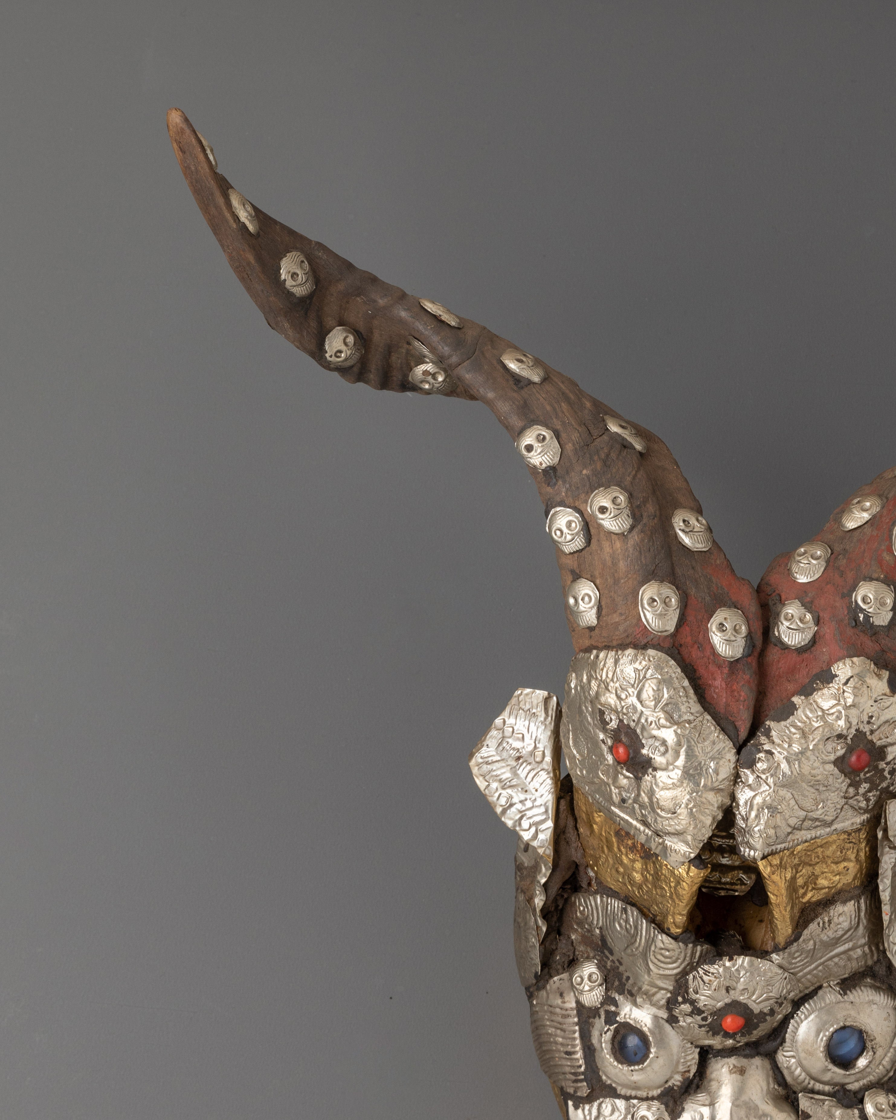 Tibetan Horned Copper Animal Wall Hanging Decor | Handcrafted Spiritual Wall Art