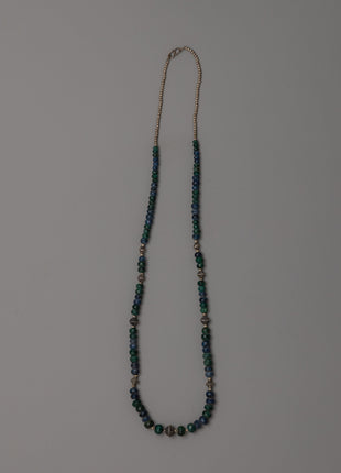 White Metal Necklace Featuring Precious Gemstones