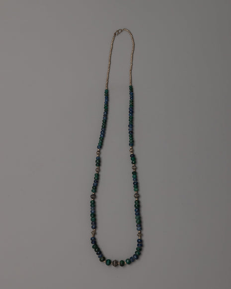 White Metal Necklace Featuring Precious Gemstones