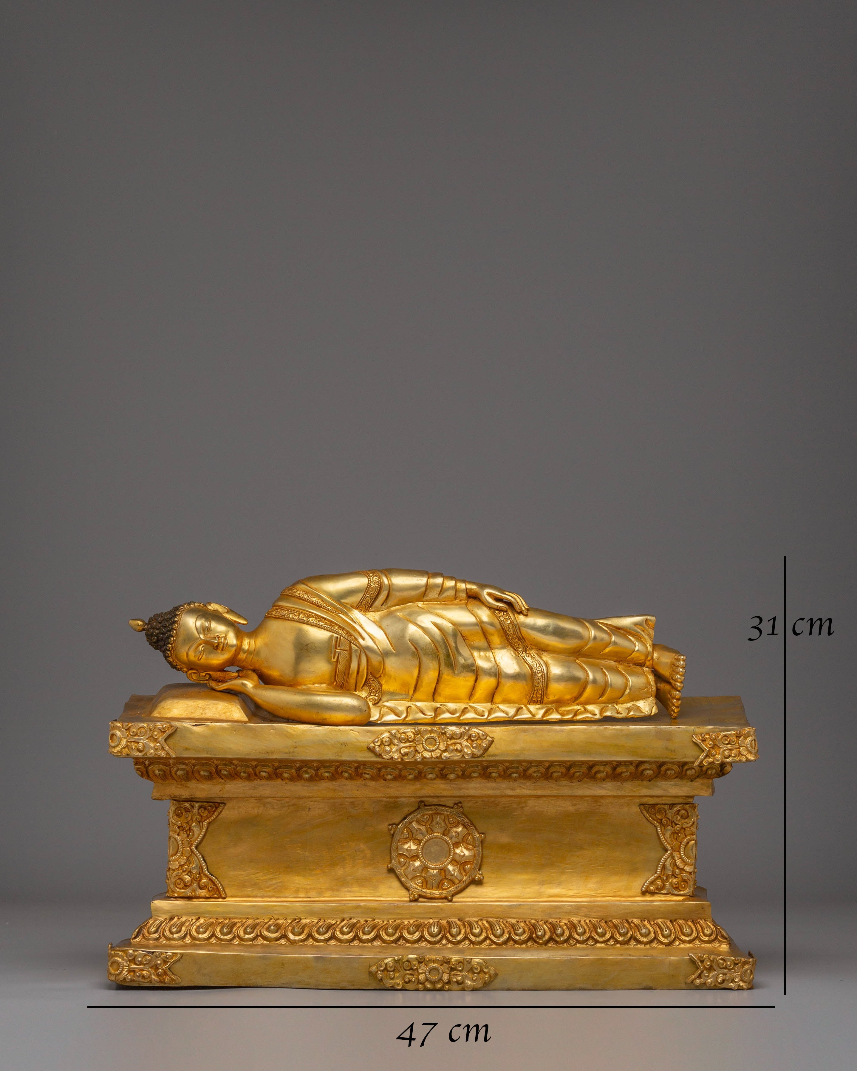Handcrafted Sleeping Buddha Golden Statue | Symbol of Peace and Parinirvana
