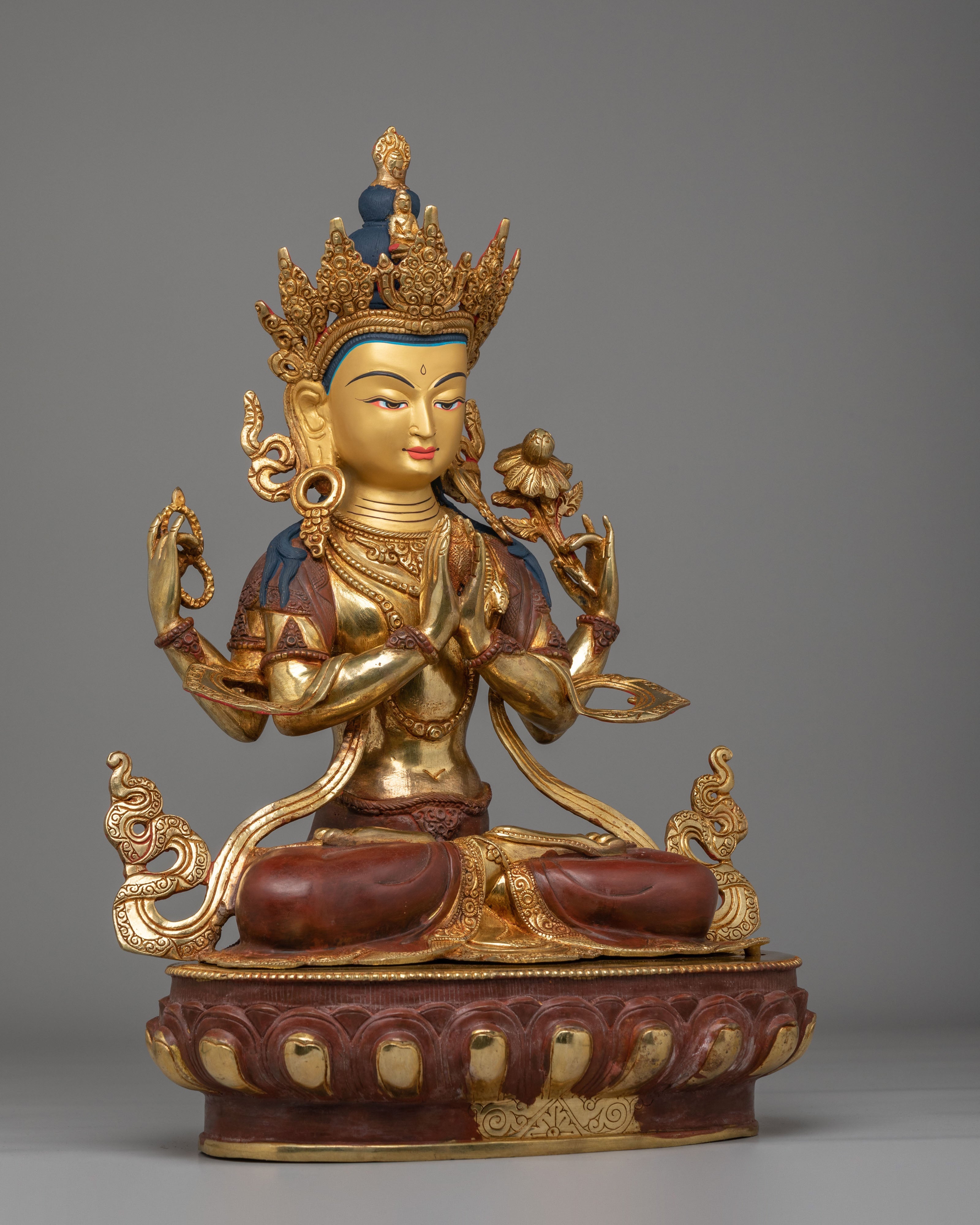 Traditional Himalayan Chenrezig Figurine | Tibetan Spiritual Art