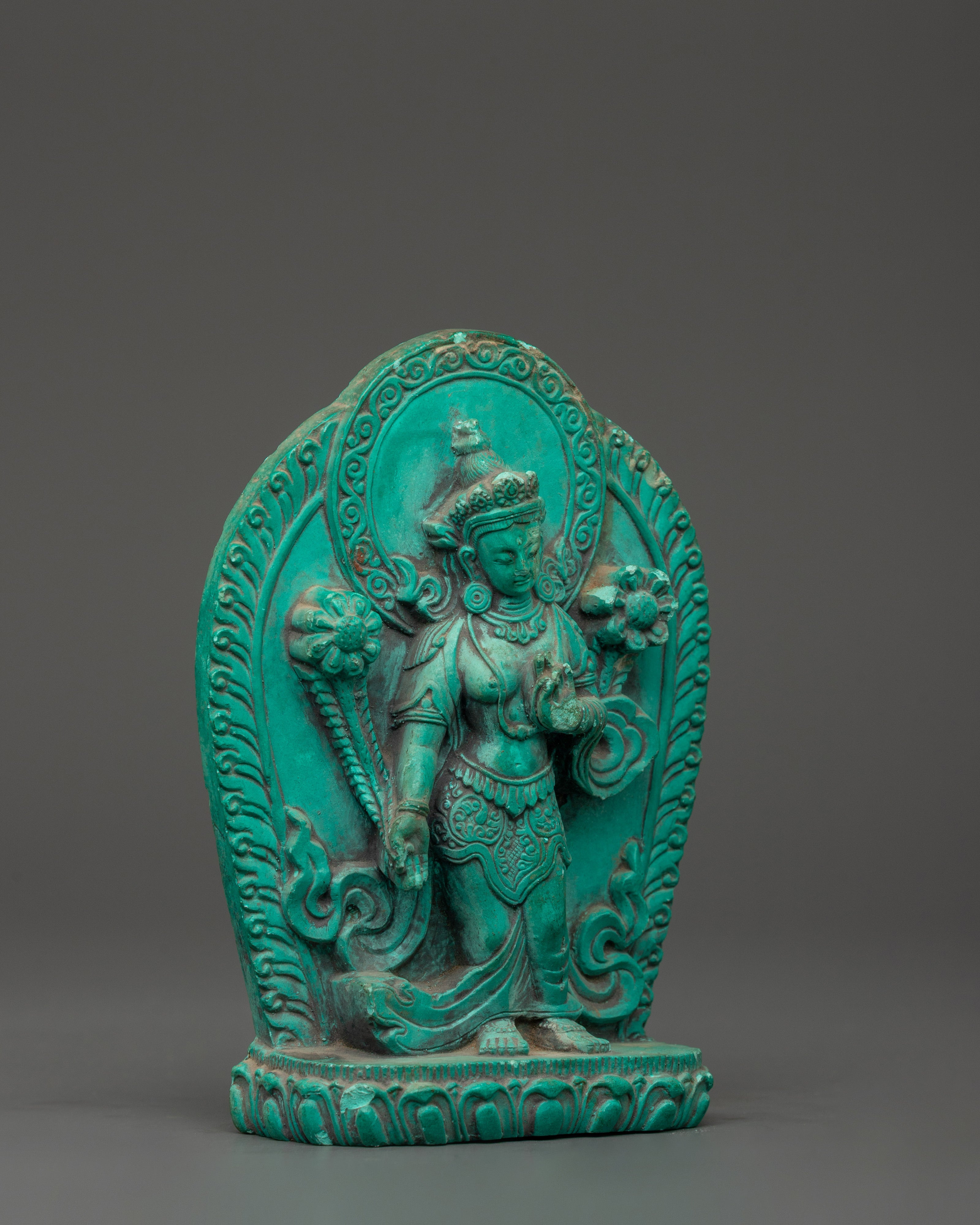 Sacred Green Tara Figure | Turquoise Tibetan Buddhist Statue
