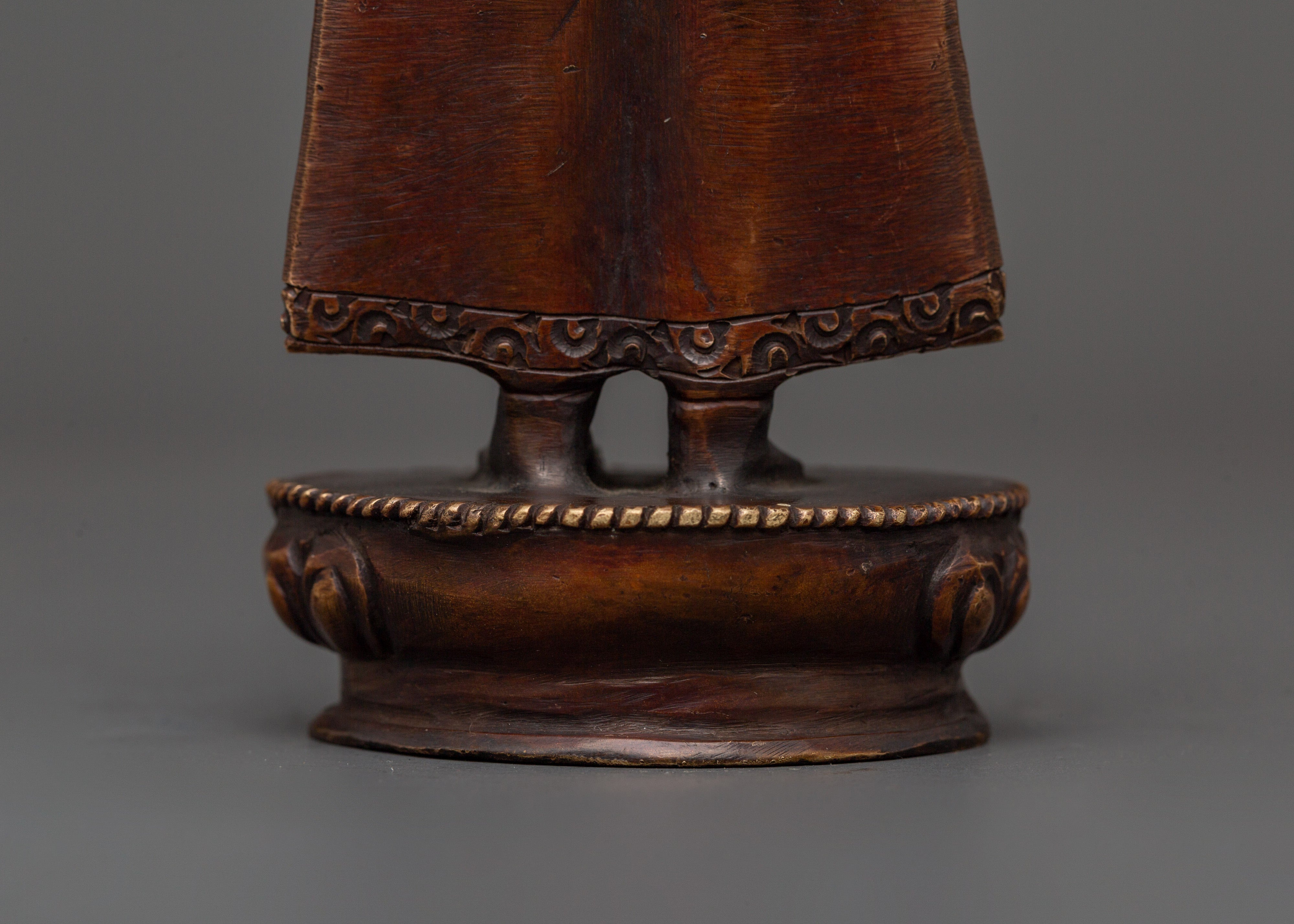 Oxidized Copper Dipankara Buddha statue |  Buddhist Enlightenment Deity