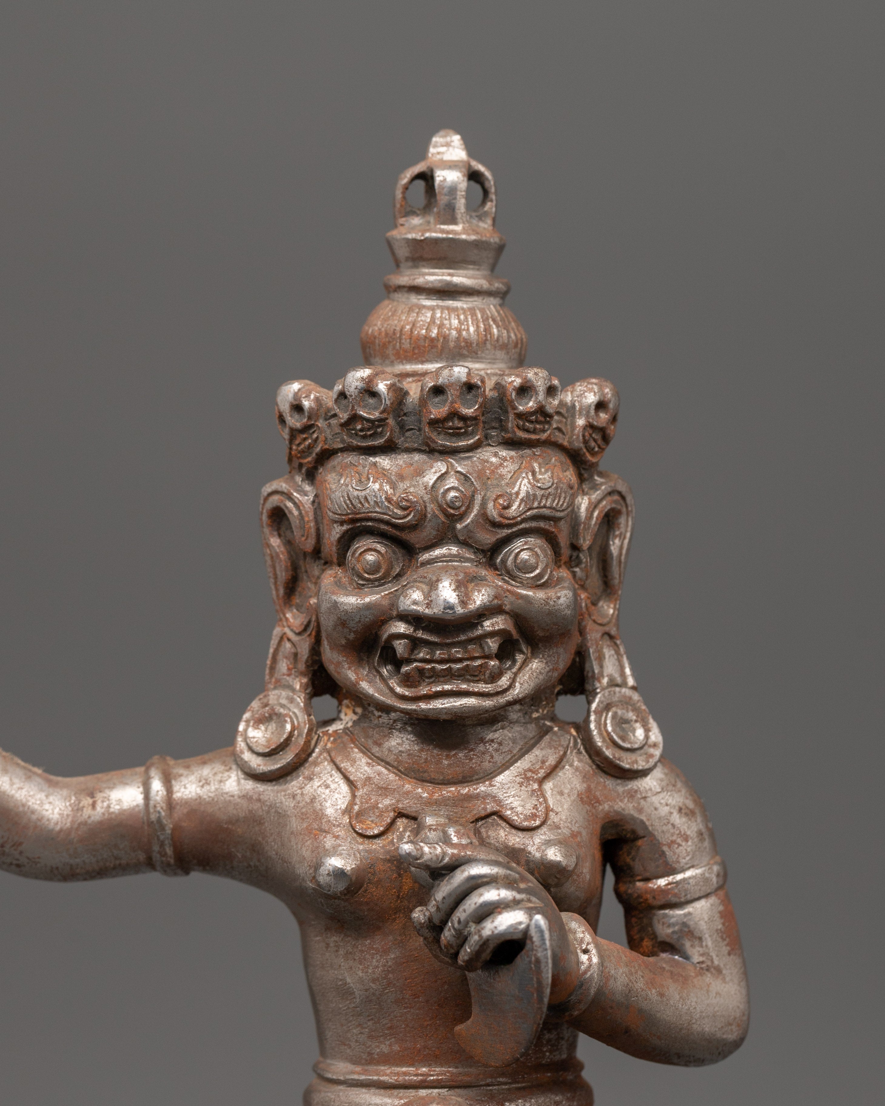 Phurba with a Wrathful Deity Holding Vajra | 25.5cm Ritual Tool