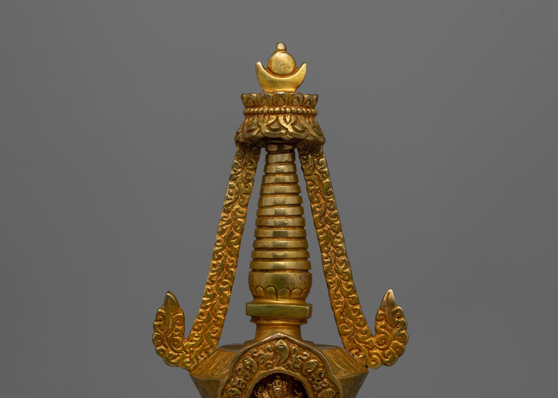 Exquisite Tibetan Stupa with Gold-Plated Buddha Figurine | Religious Tibetan Art