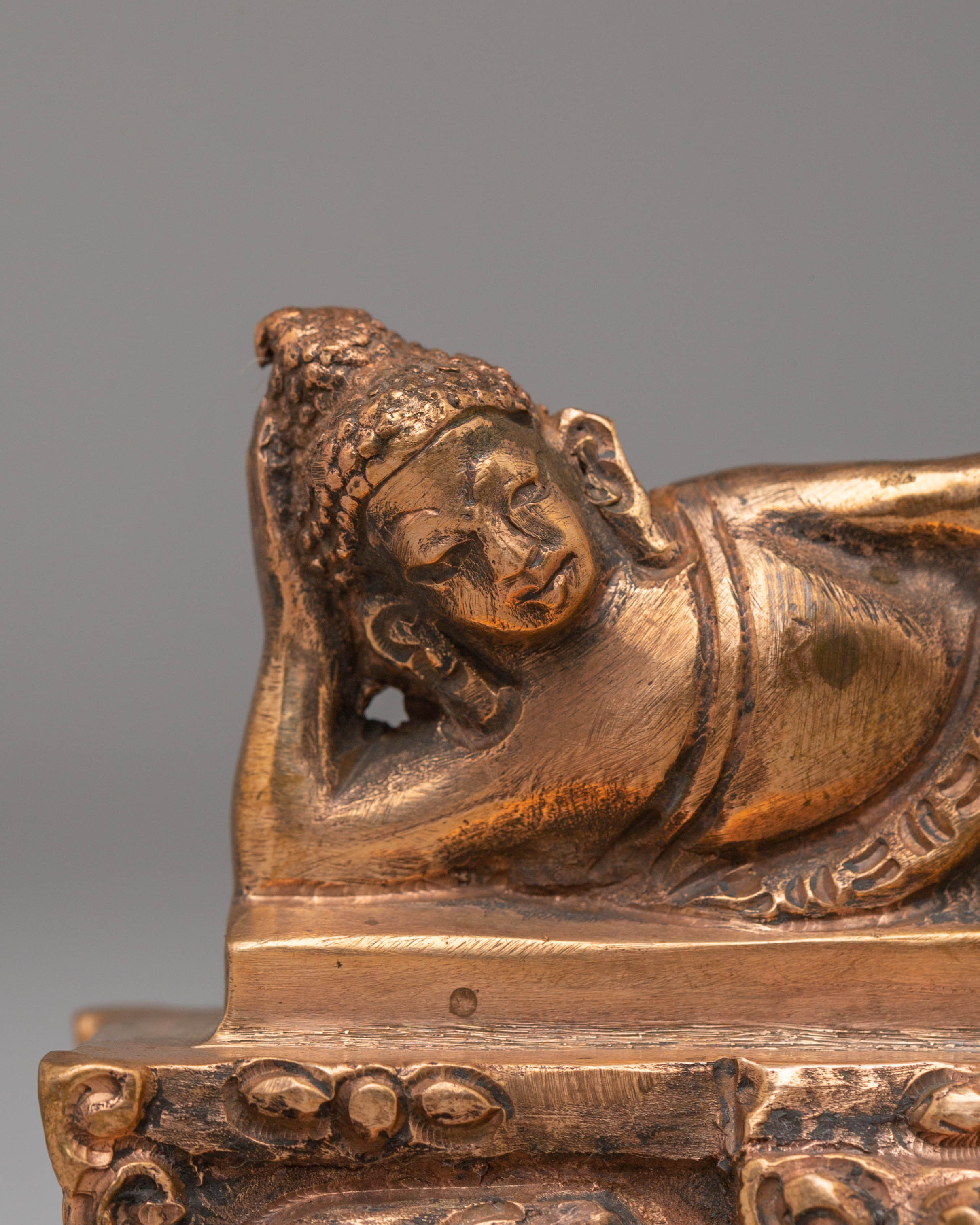 Traditional Sleeping Buddha Statue | Handcrafted Copper Art