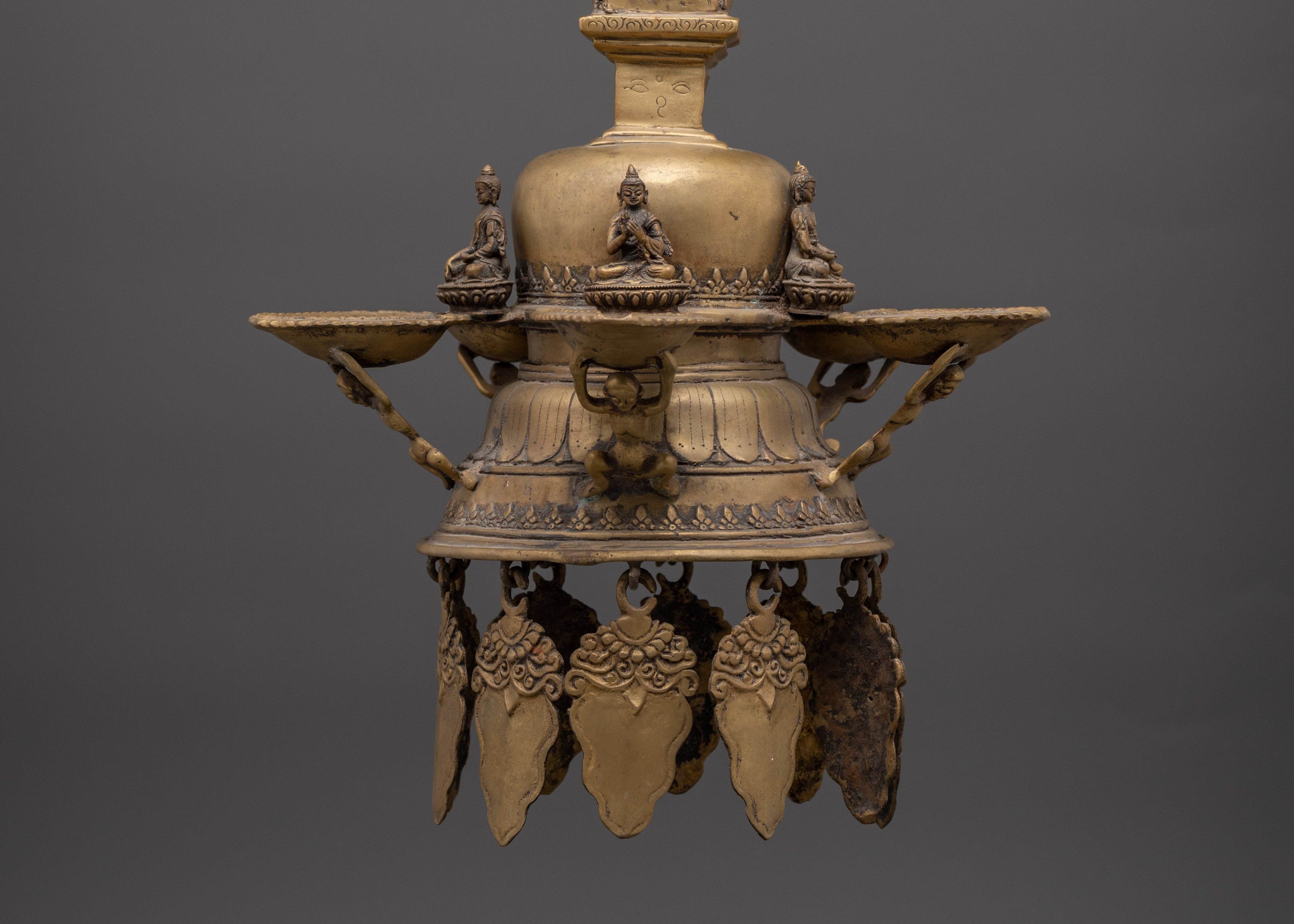 Hanging Stupa Dalucha with Five Dhyani Buddha | Nepalese Ritual Lamp