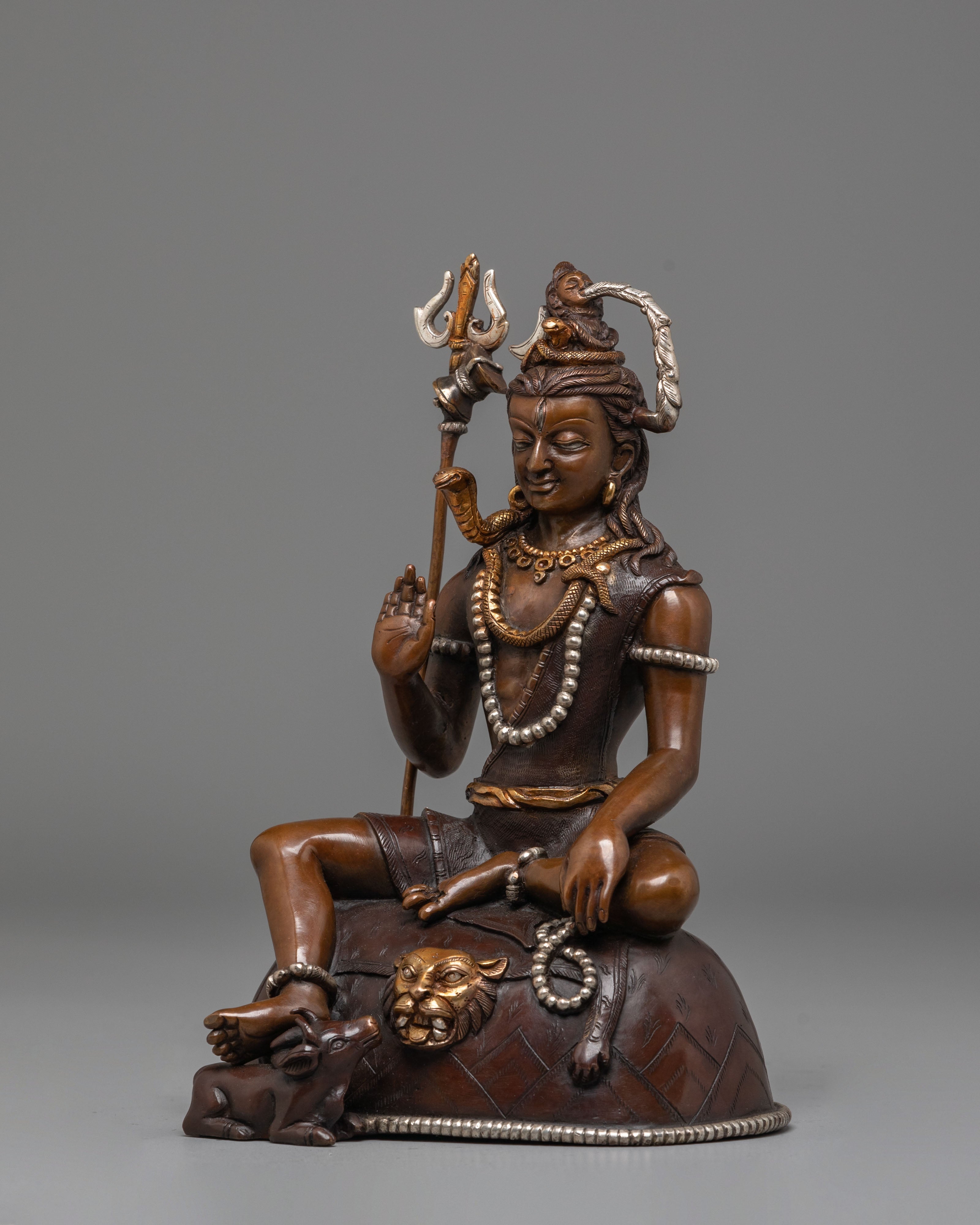 Statue of Hindu Deity Shiva | Handcrafted Oxidized Copper Lord Shiva Sculpture