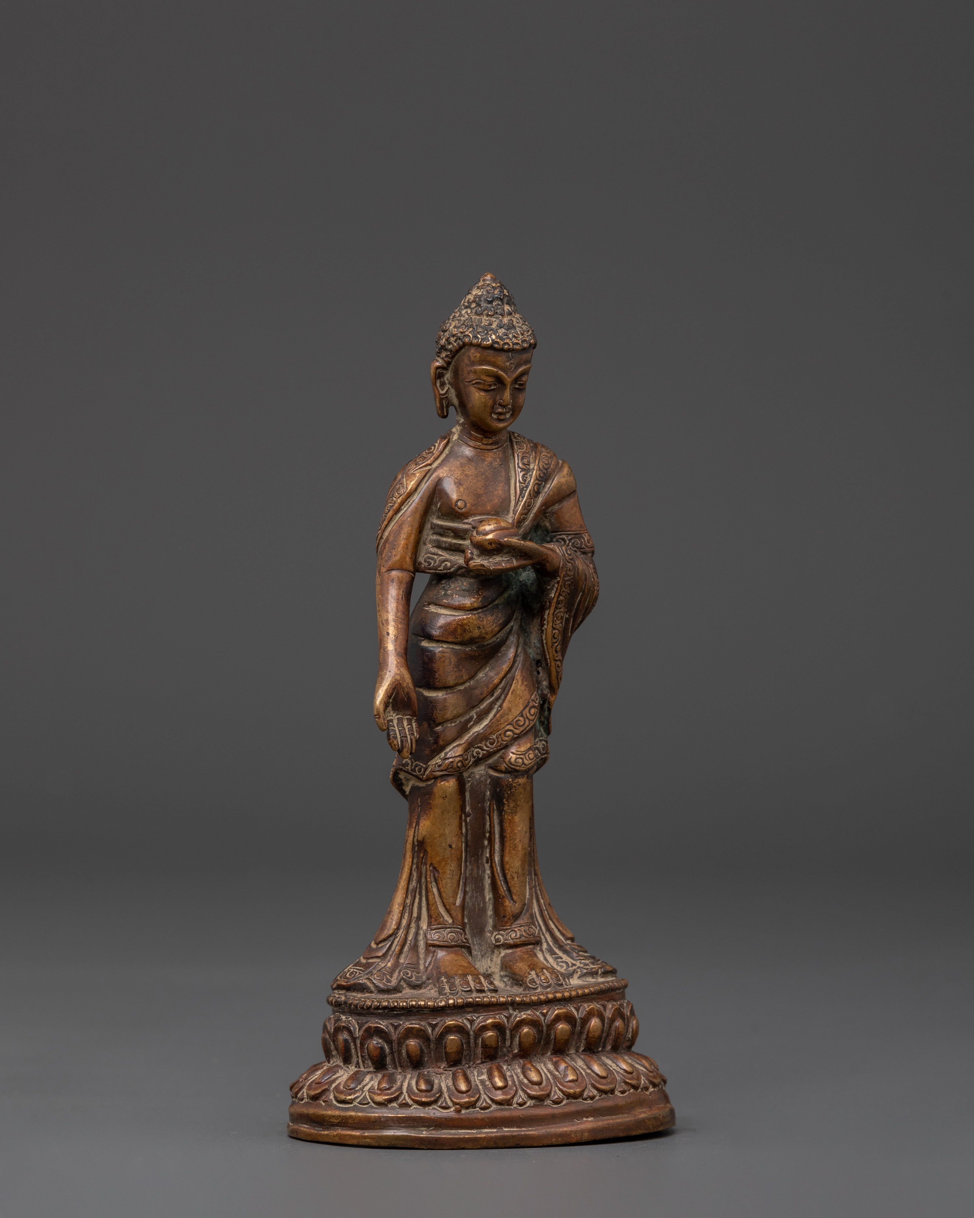 Handcrafted Copper Standing Buddha Statue | Symbol of Peace