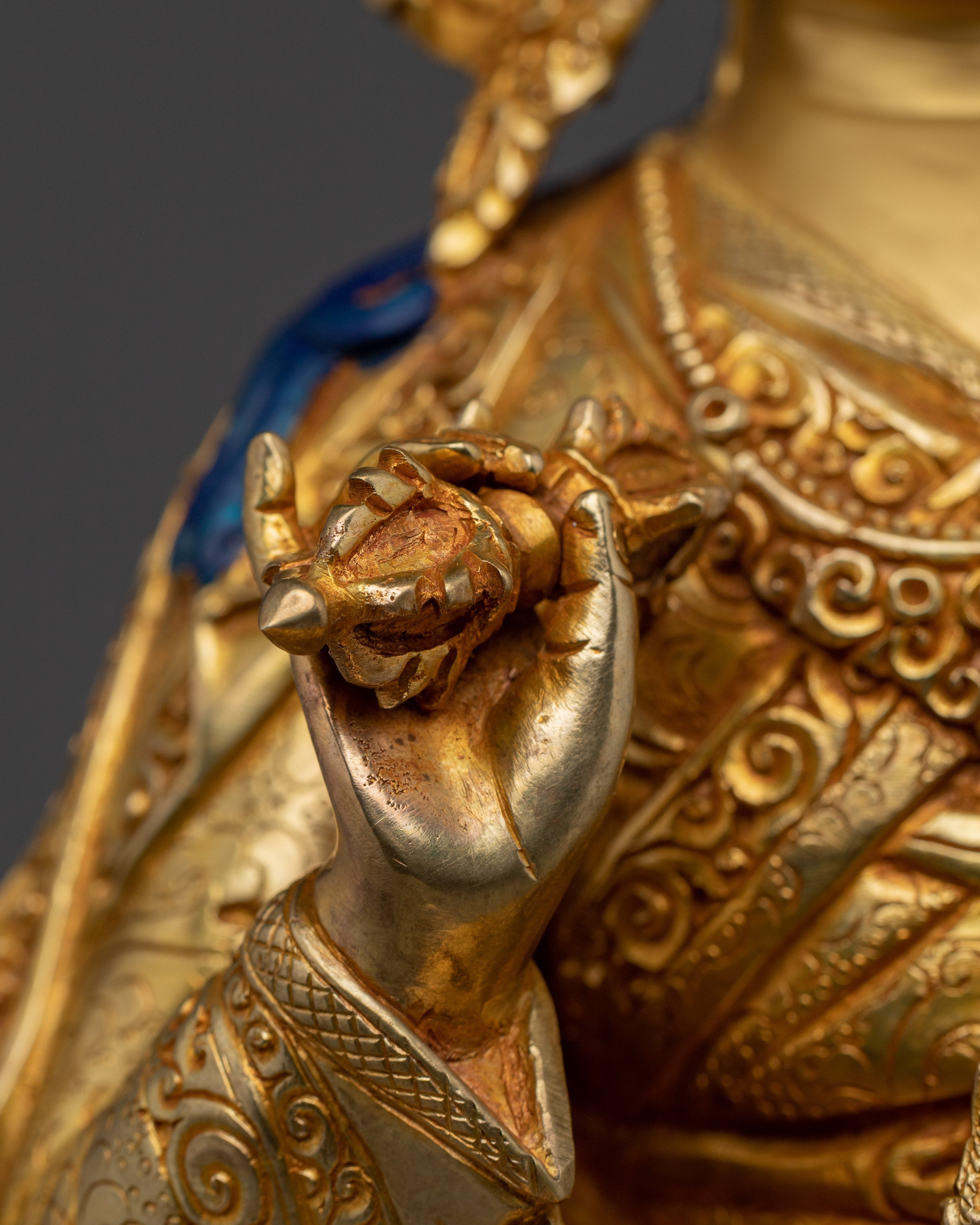 Gold And Copper Body Guru Rinpoche Statue | Tibetan Spiritual Masterpiece