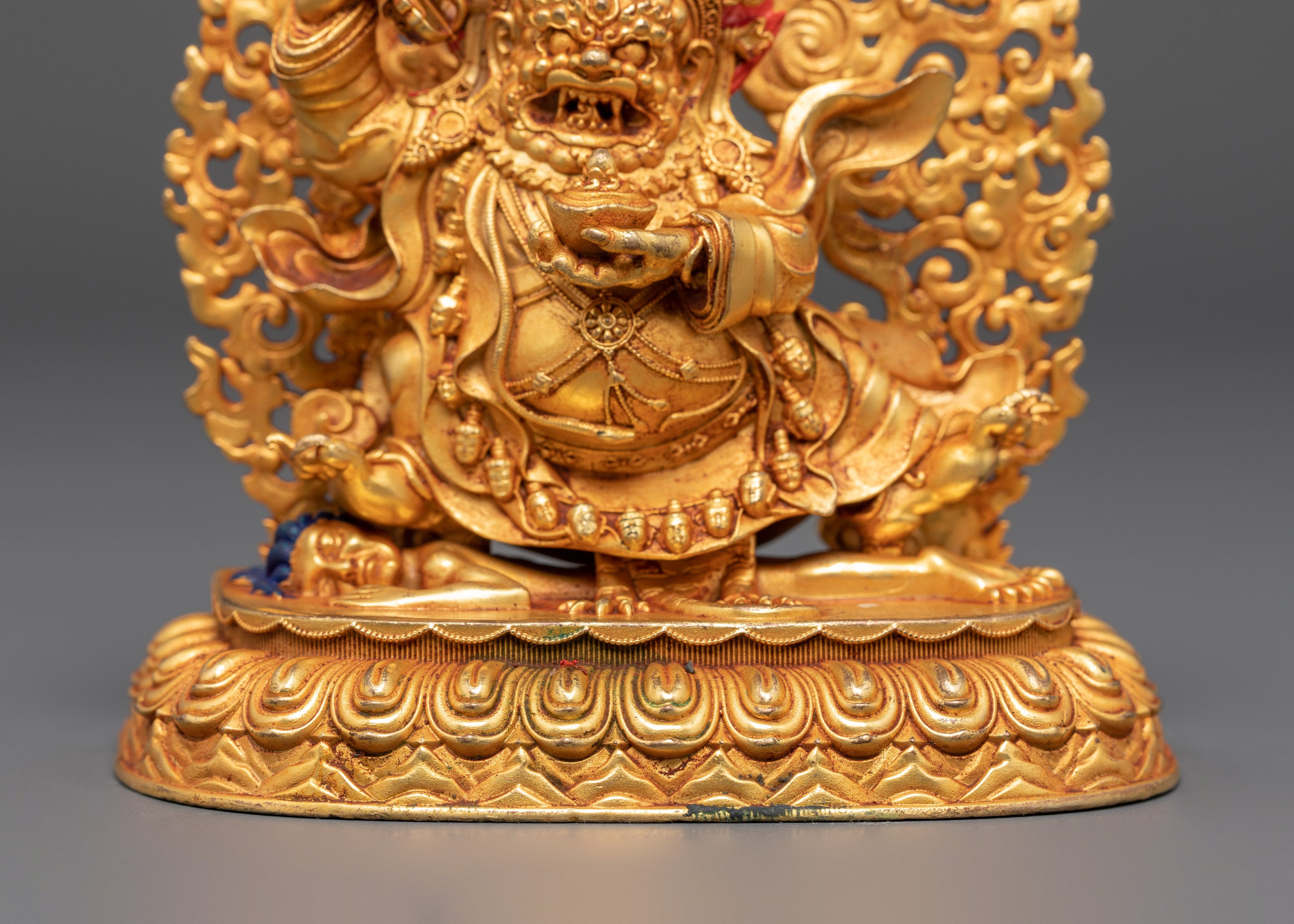 Mahakala Bernakchen Protector Deity | Buddhist Gold Plated Sculpture