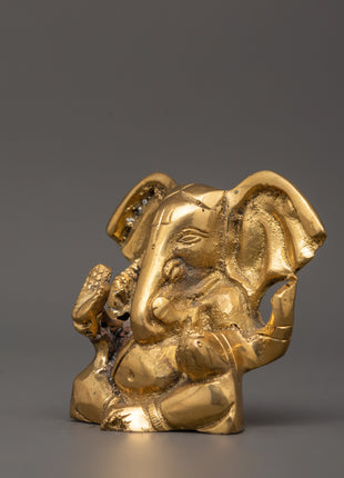 Brass Elephant Head Deity Ganesha Statue | Hindu Deity Decor for Prosperity & Good Luck