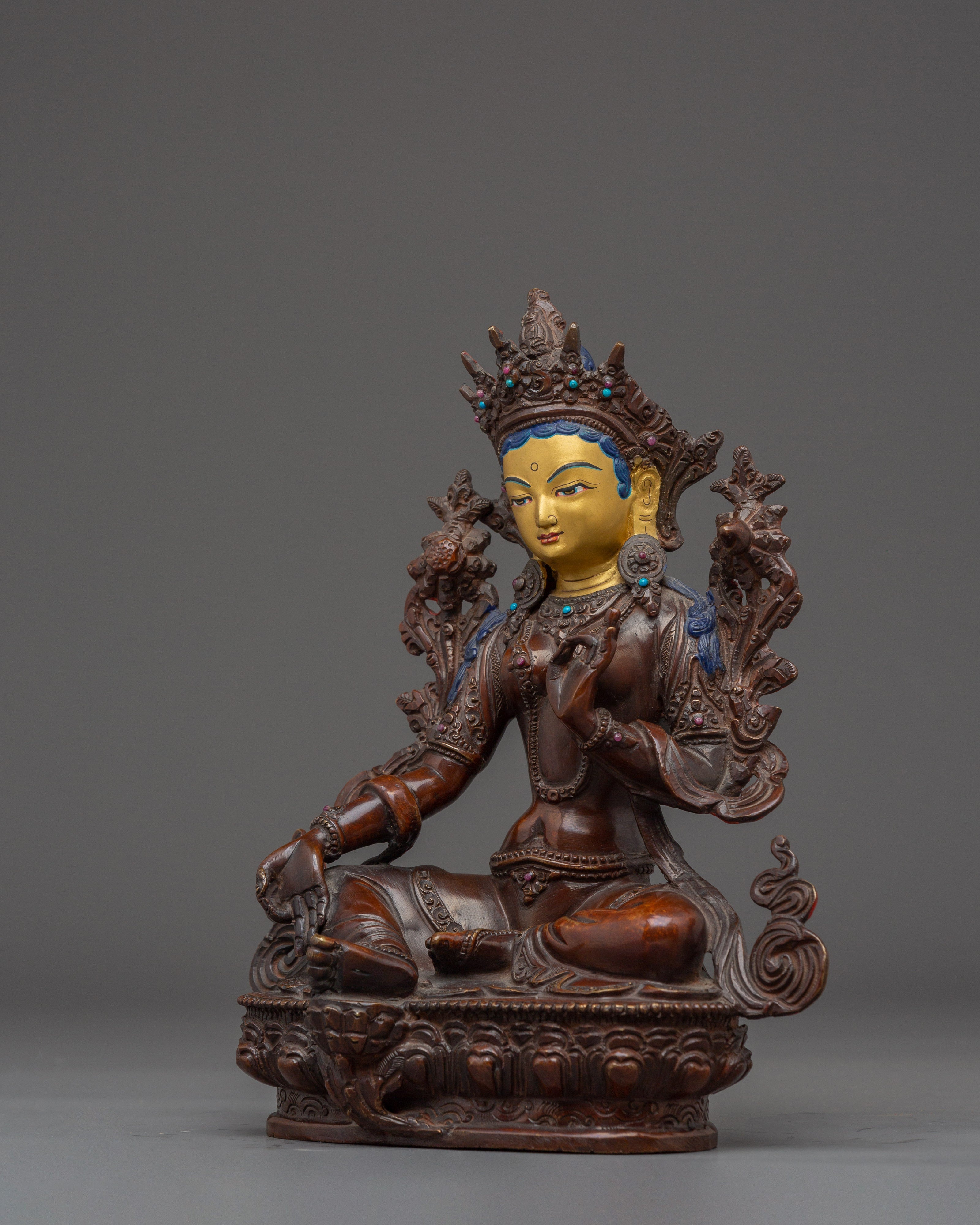 Tibetan Buddhist Deity Green Tara Statue | Goddess of Compassion and Protection