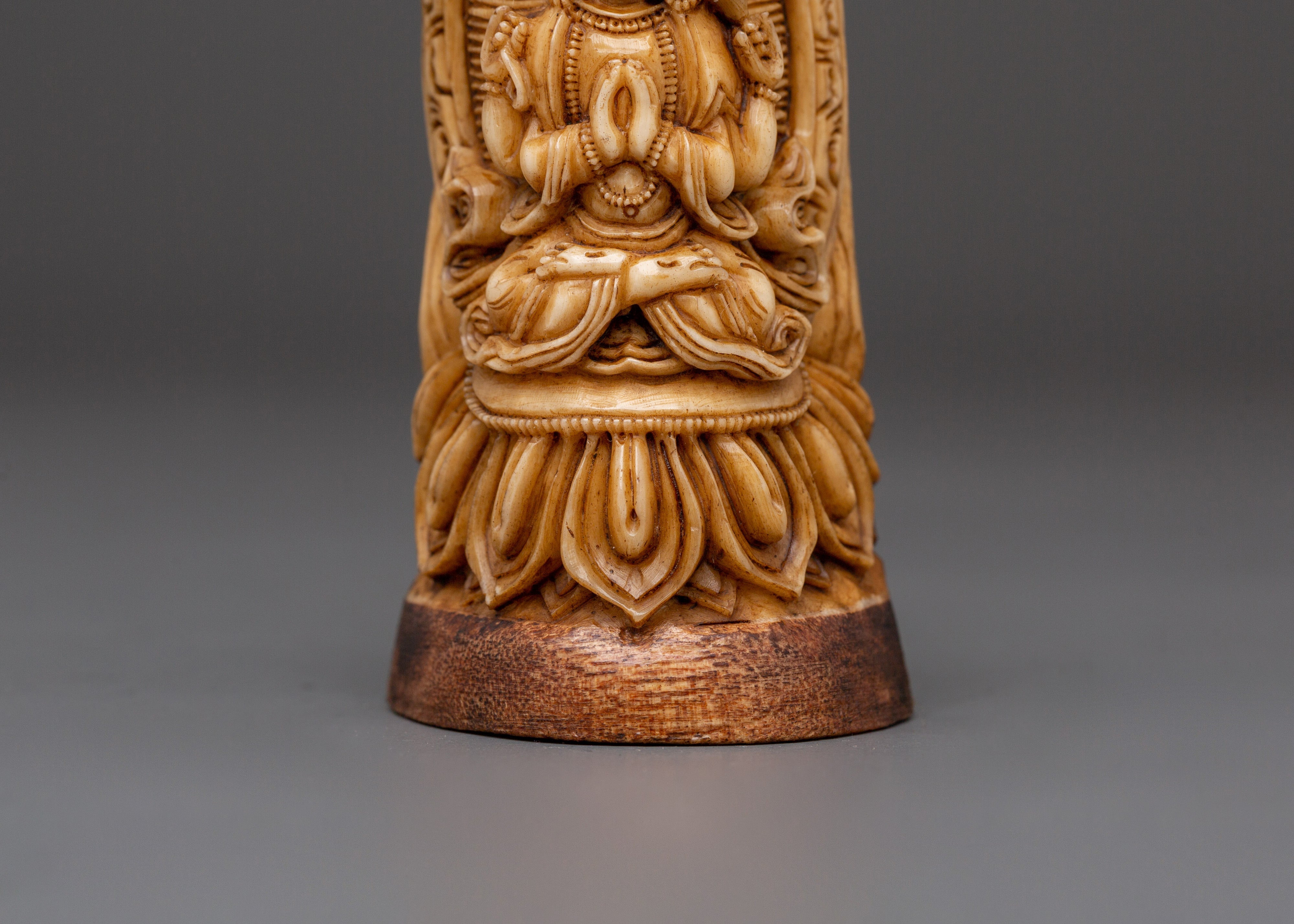 Chenrezig Bone Hand-carved Statue | Four-Armed Avalokiteshvara
